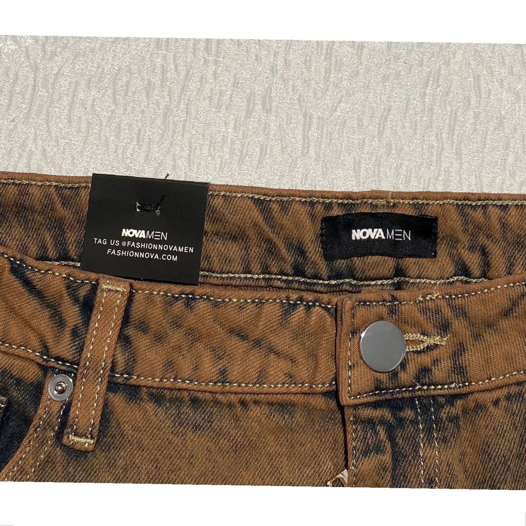 Fashion Nova Nova Men Carpenter Jeans Regular Fit Brown Straight Size 36 Denim Cotton Zipper Ankle Zip Pockets Cargo 32 Inseam Size US 36 / EU 52 - 5 Thumbnail