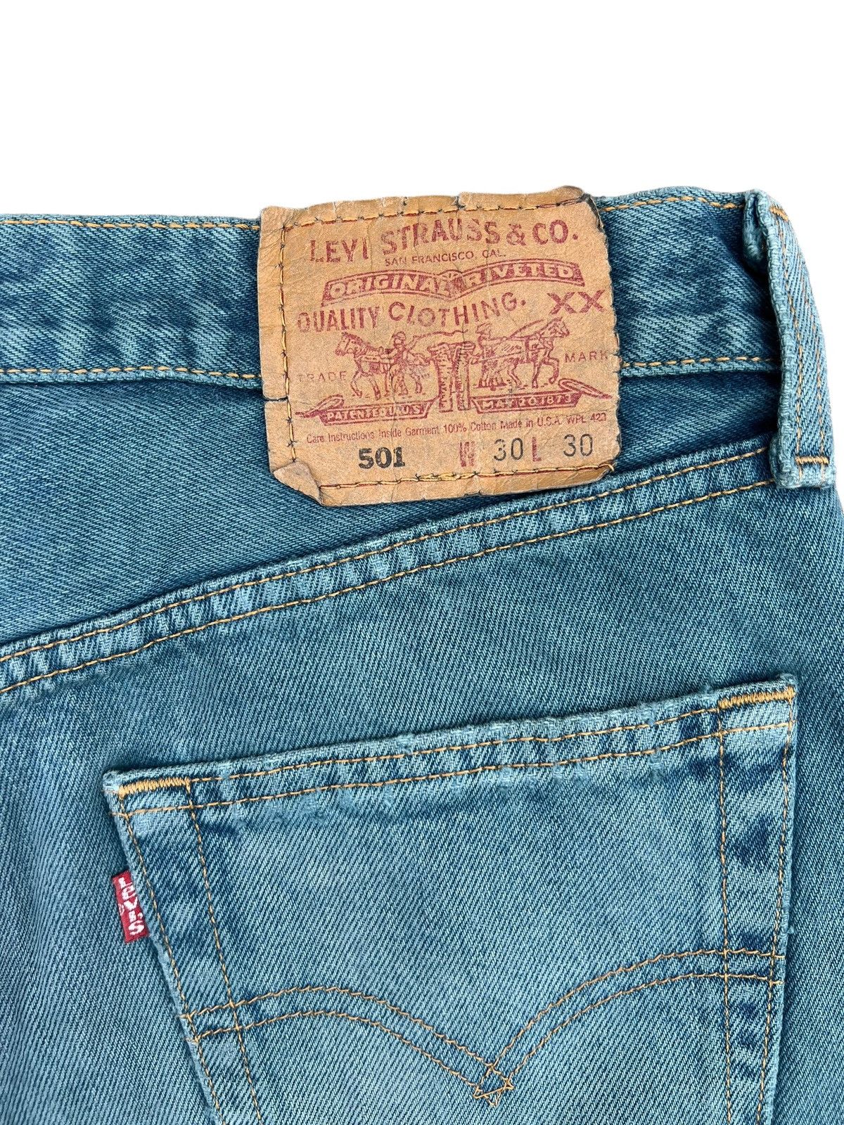 Levi's Vintage 90s Levi’s 501 Distress Mud Fade Green Denim Jeans Size US 30 / EU 46 - 17 Thumbnail