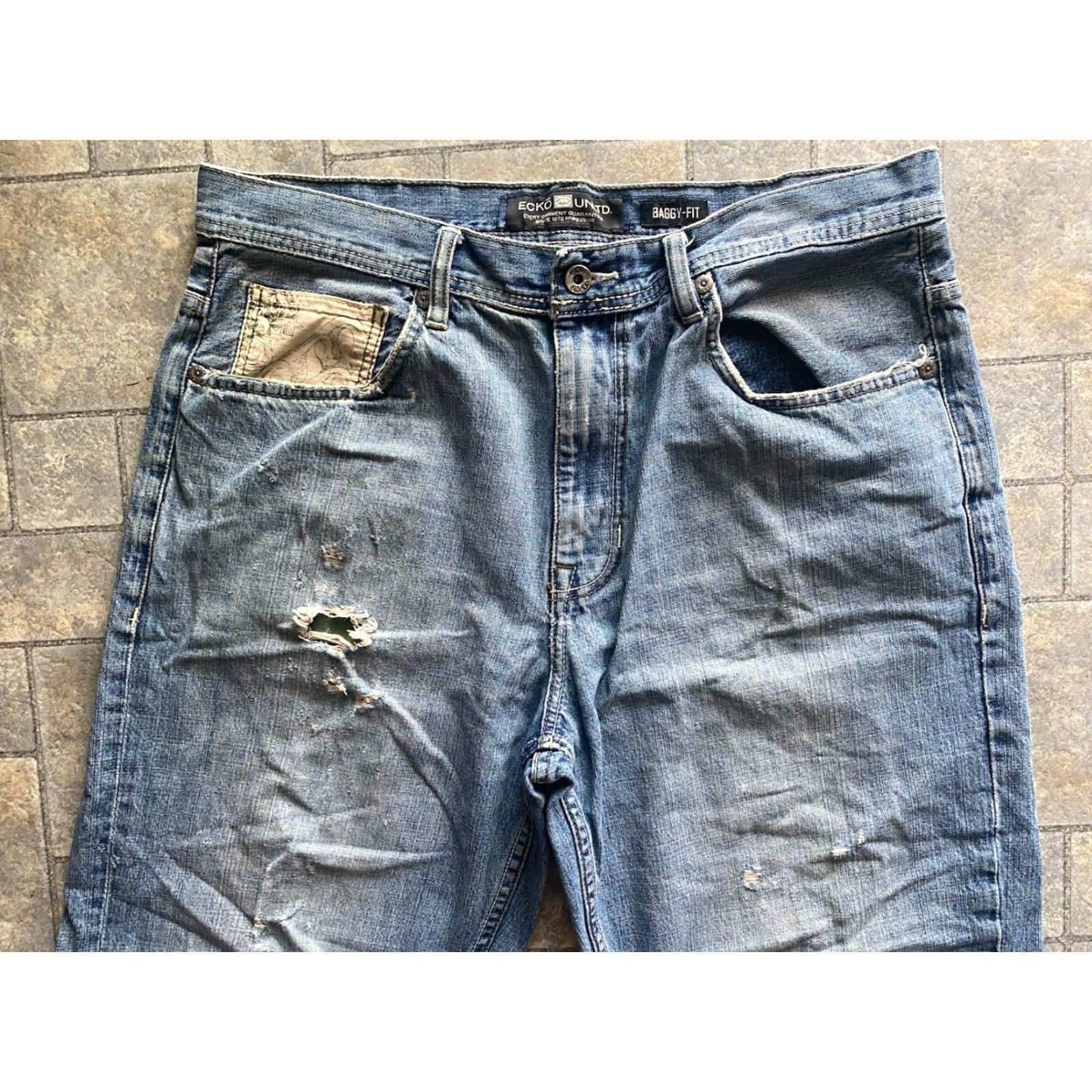 Ecko Unltd. VINTAGE Ecko Unltd Baggy Fit Jeans Pants Mens 36 Blue Damaged Wear Flaws Pockets 36 Mens Blue Baggy Jeans Size US 36 / EU 52 - 4 Thumbnail