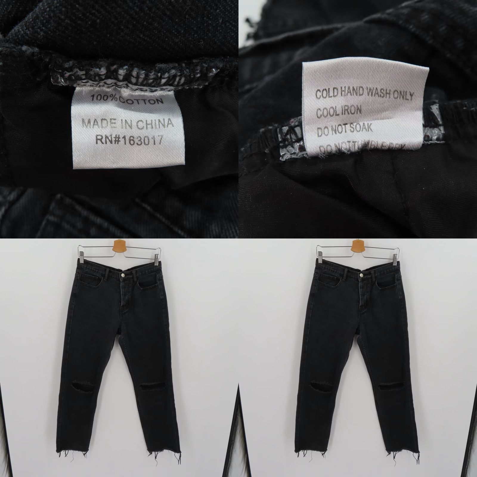 PRINCESS POLLY Princess Polly Womens Jeans 8 Black Dark Gray Denim Button Fly Distressed Raw 90s Straight Jeans Womens Size 30" / US 8 / IT 44 - 9 Thumbnail