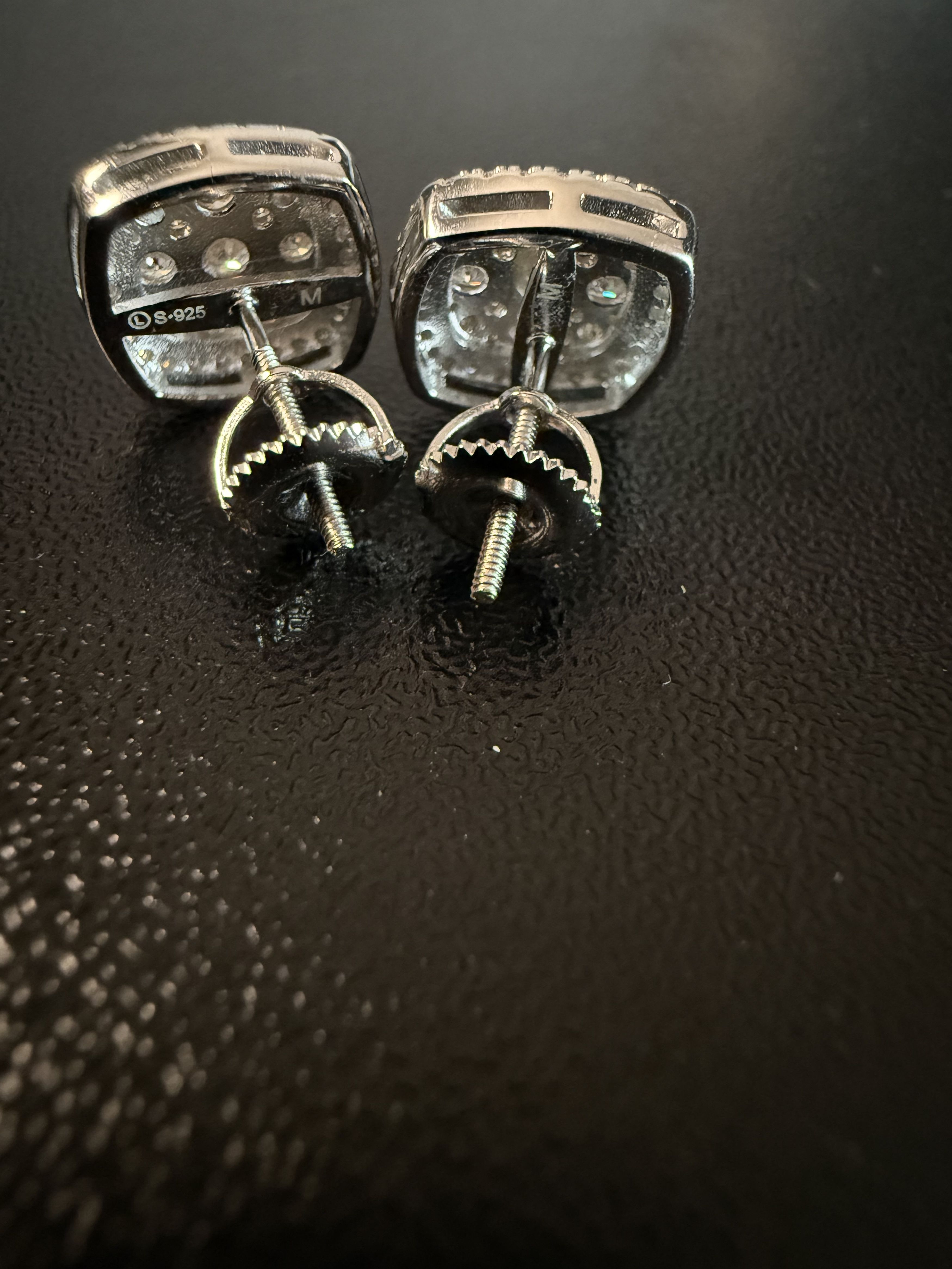 Other Square ice cross men’s Moissanite 925 silver earrings Size ONE SIZE - 9 Thumbnail