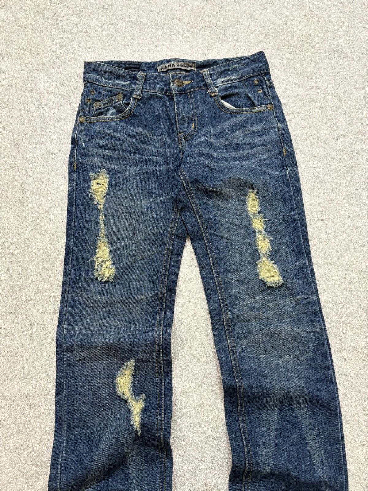2000s Number Nine Ripped Denim Jeans Fading Distresses Y2K