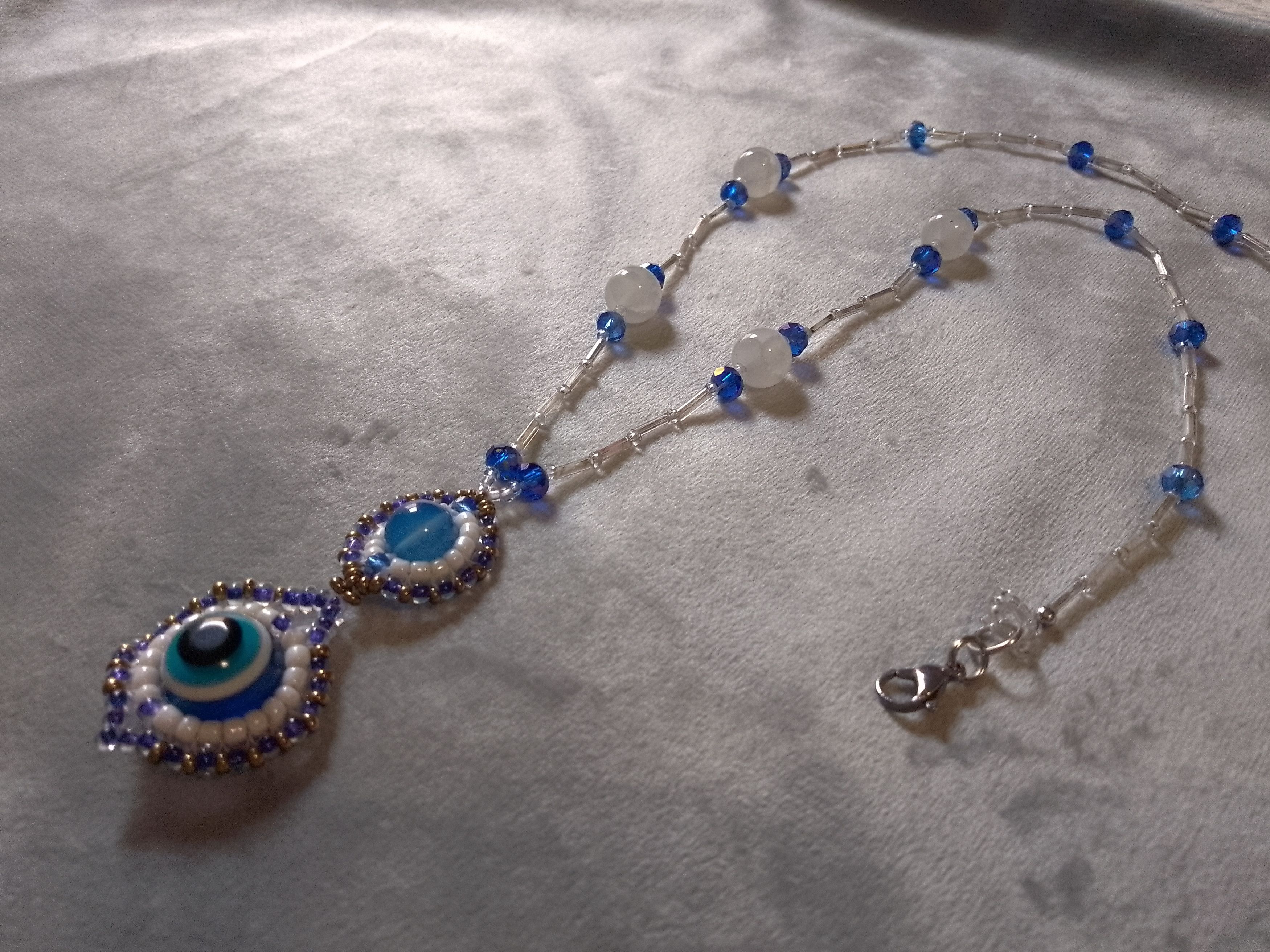 Handmade Talisman Necklaces eye of Nazar pendant Agate gemstones Size ONE SIZE - 5 Thumbnail