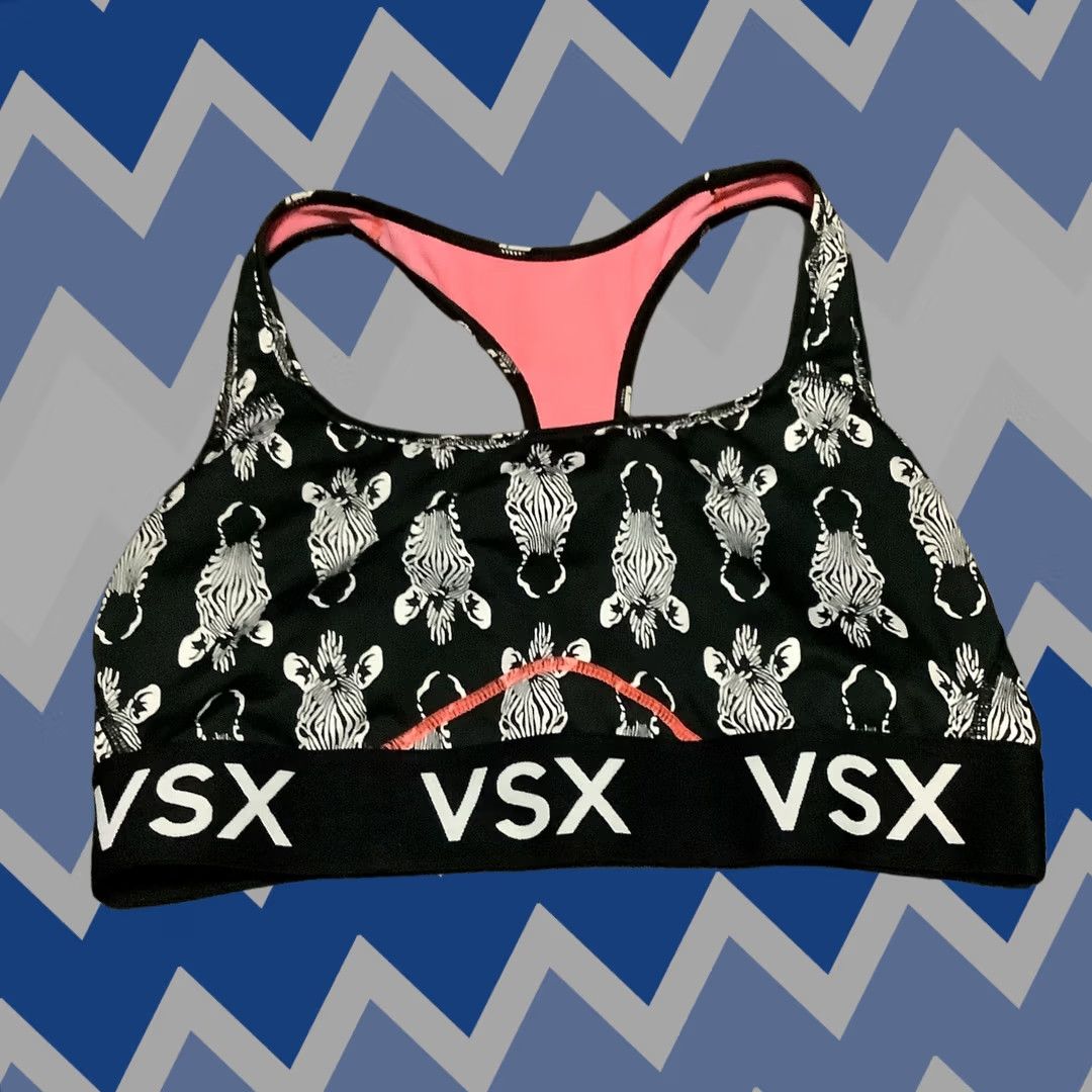 Victoria's Secret Victoria’s Secret VSX Victoria SPORT Racerback Sports Bra L Black Zebra Print Womens Size ONE SIZE - 1 Thumbnail