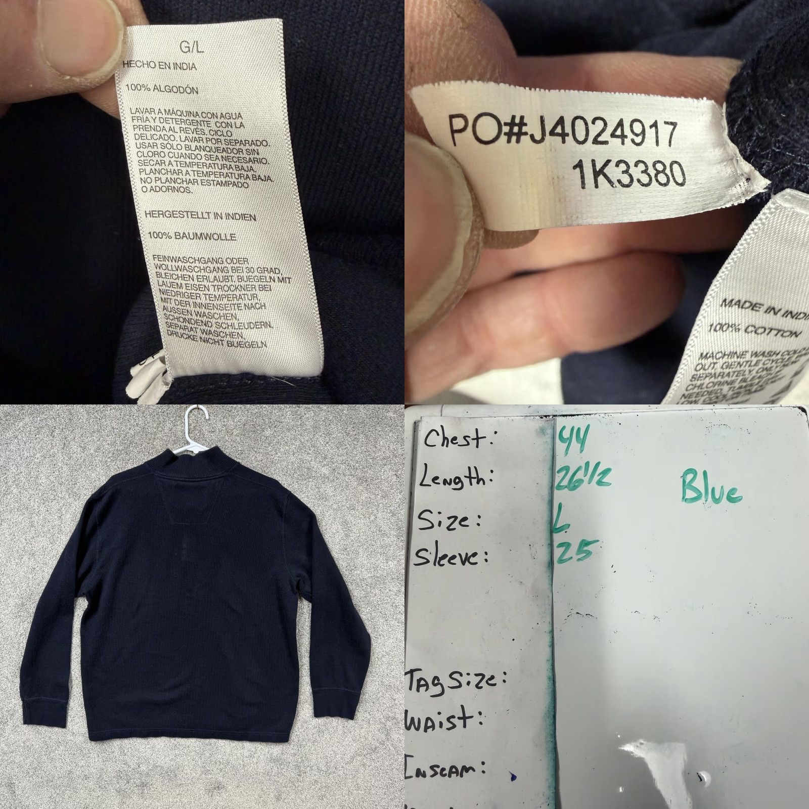 Nautica Nautica Jeans Co Sweater Mens L Blue Henley Mock Neck Pullover Knit Cotton Logo NJC-99 Casual Fall Winter GOLF Walking Mens Size US L / EU 52-54 / 3 - 8 Thumbnail