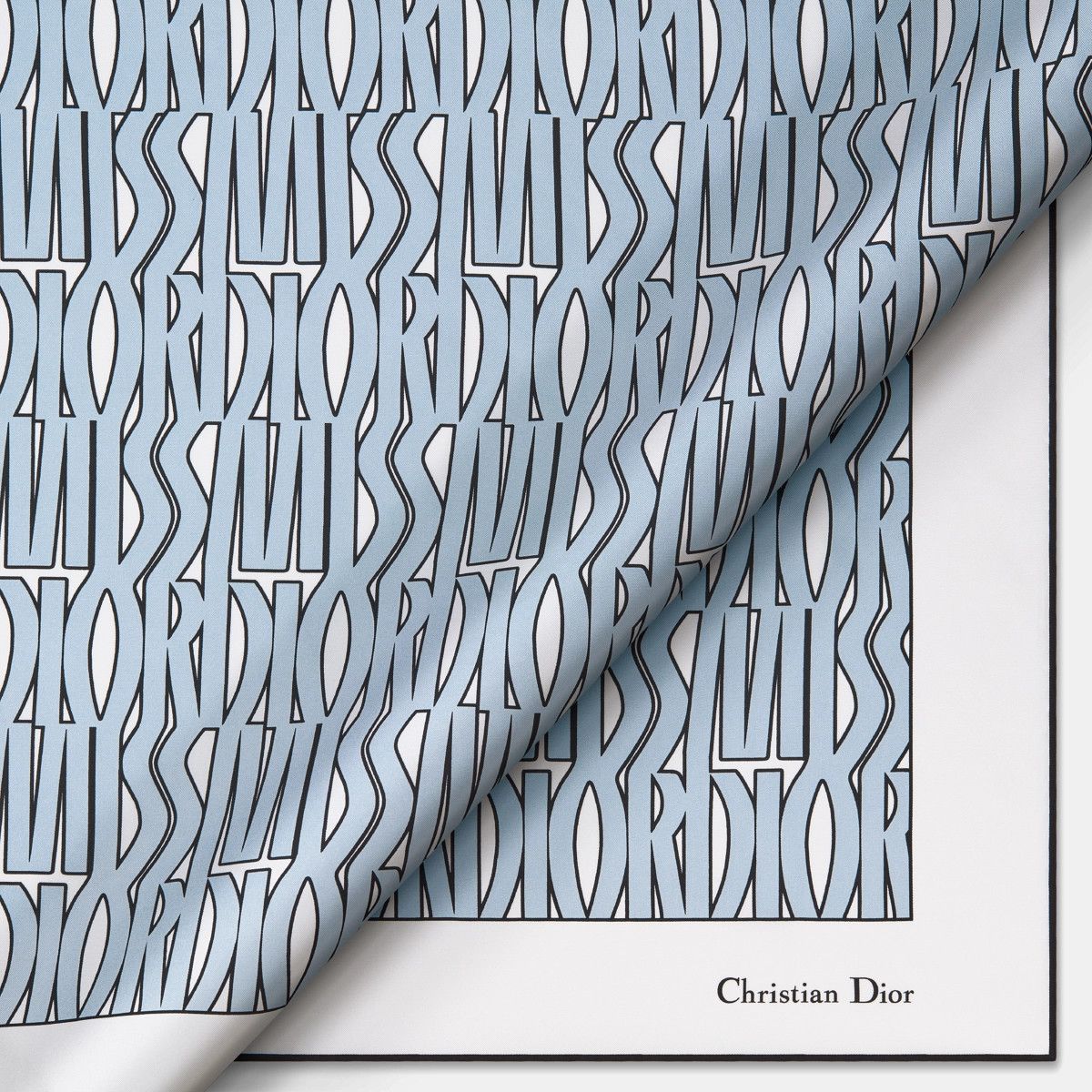 Dior o1bcso1str0226 Size:OS/90 Square Scarf in White/Pale Blue Size ONE SIZE - 4 Thumbnail