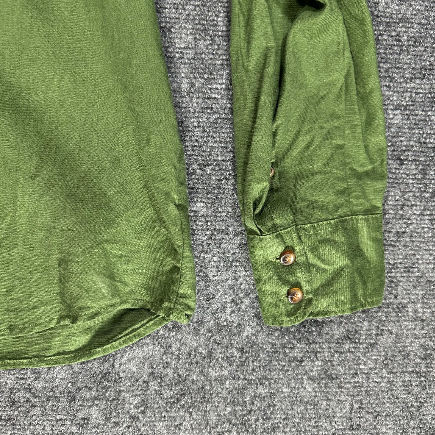 J.Crew J.CREW Shirt Womens Medium Green Cotton Linen Button-Up Pockets Size M / US 6-8 / IT 42-44 - 4 Thumbnail