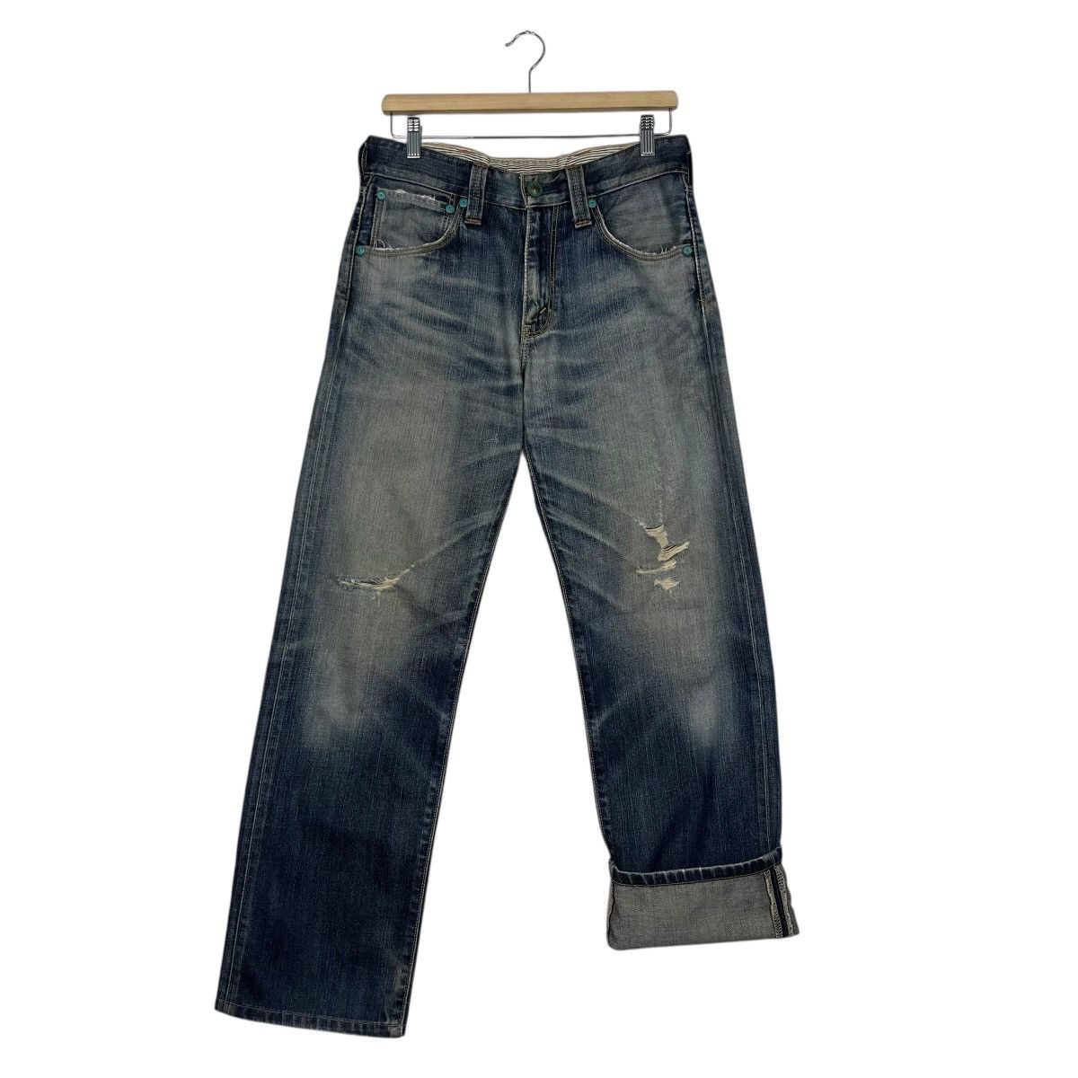 Levi's Vintage Levis Buckle Belt Distressed Denim Jeans Size US 30 / EU 46 - 11 Thumbnail