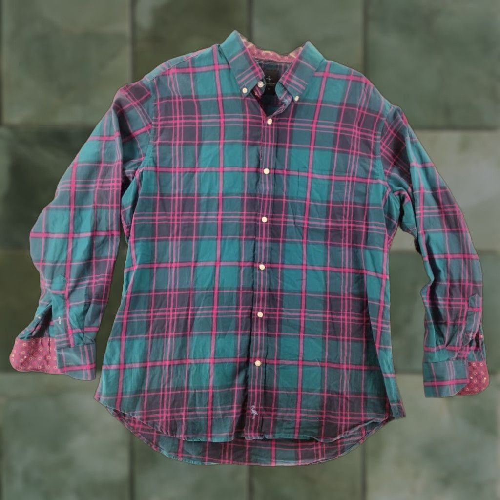Tailorbyrd Tailorbyrd Mens XL Plaid Button Down 90s Style Cotton Shirt Blue Size US XL / EU 56 / 4 - 1 Thumbnail