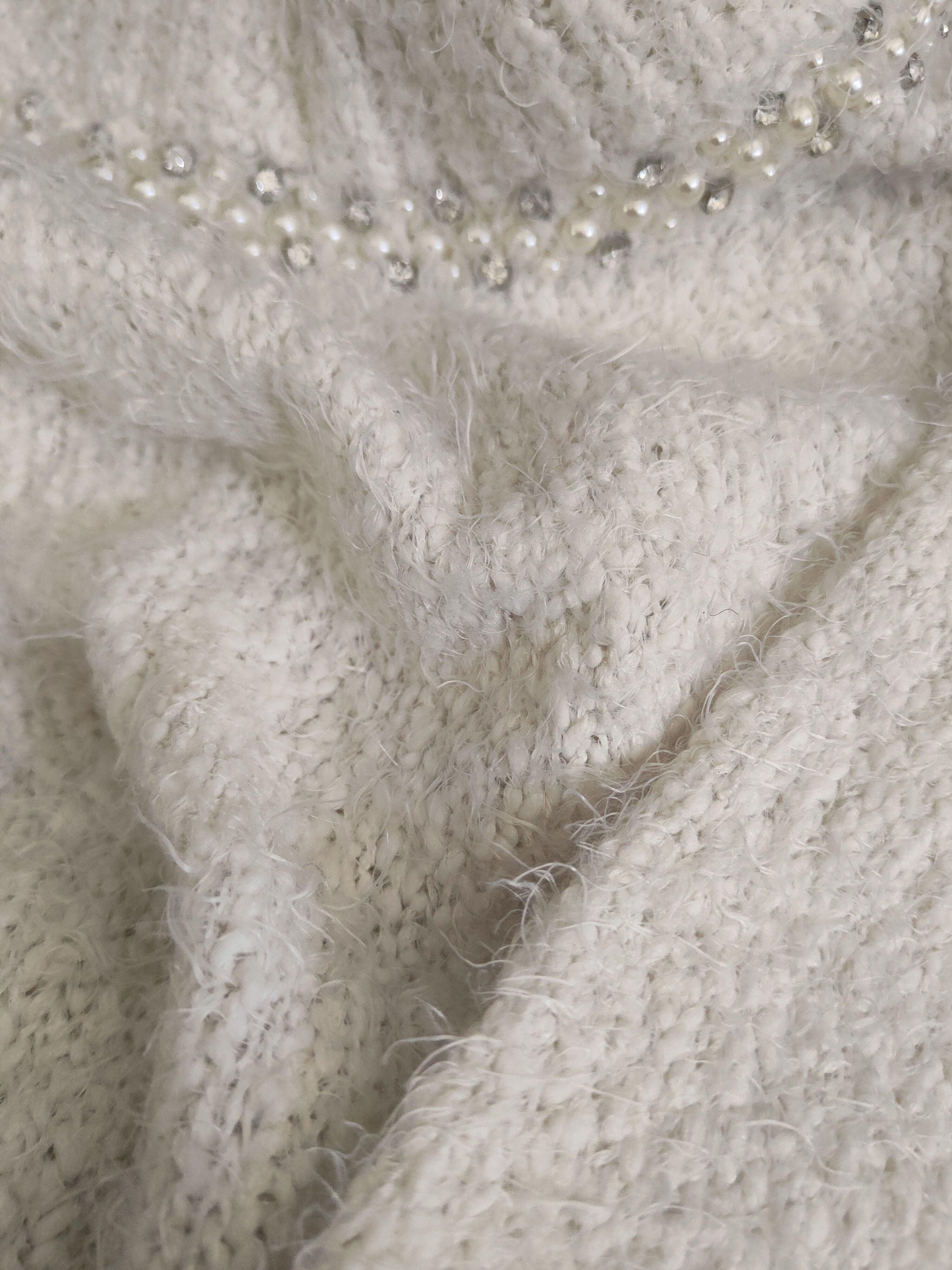 Japanese Brand DL Ann Basket White Fur Mohair Knitwear #46-511 Size S / US 4 / IT 40 - 11 Thumbnail