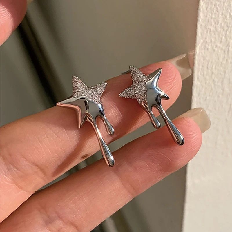Jewelry Sparkling Zircon Lava Star Stud Earring Size ONE SIZE - 2 Thumbnail