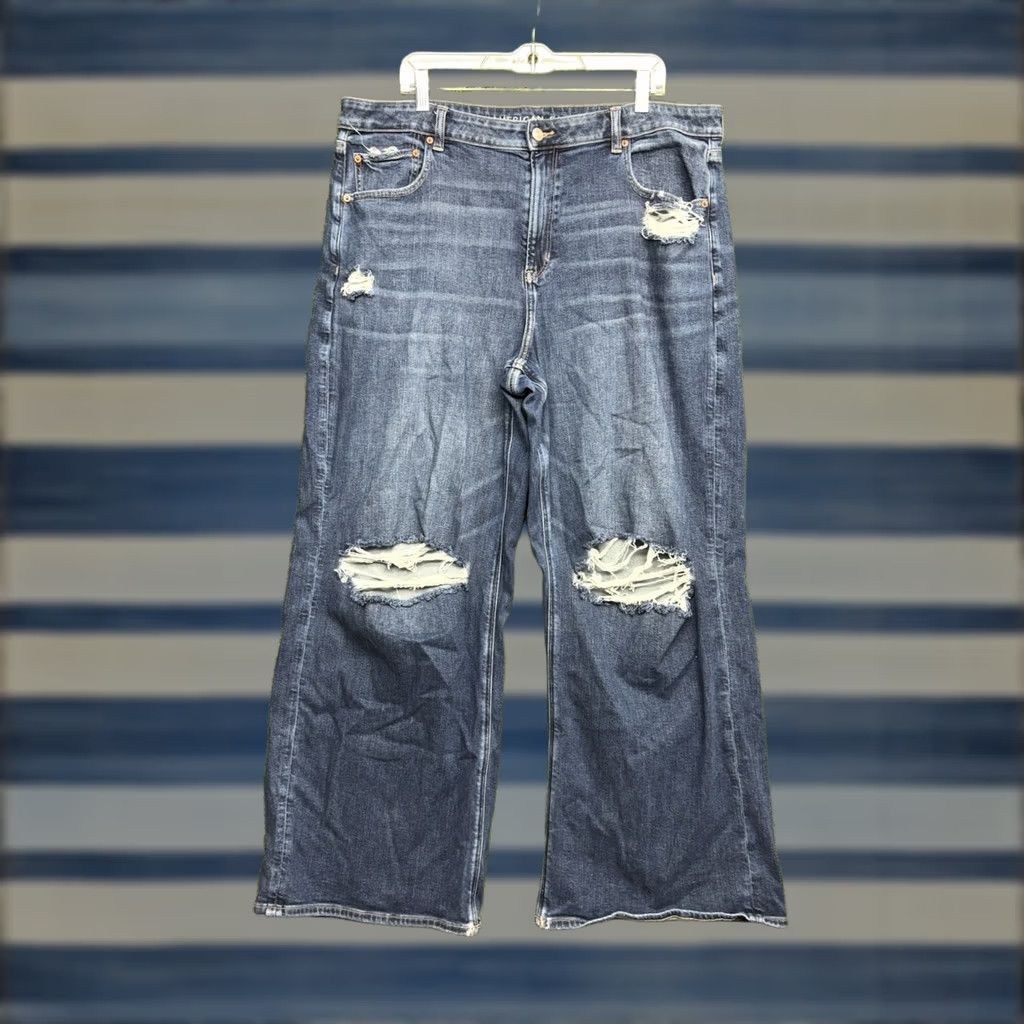 American Eagle Outfitters American Eagle Outfitters Jeans Womens 20 High Rise Wide Leg Dark Wash Denim 90s Bohemian Hipster Preppy Mens Womens Boys Girls Size 42" / US 20 - 1 Thumbnail