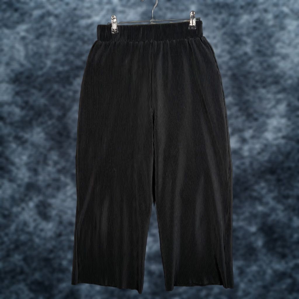 Vintage All:Row Black Pleated Wide-Leg Pants Womens Small Size 28" / US 6 / IT 42 - 1 Thumbnail