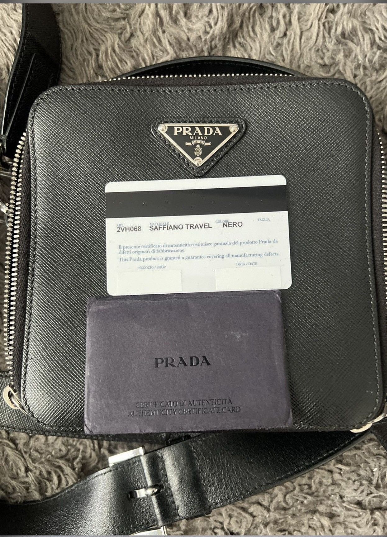 Prada Prada Black Logo Saffano Leather Cross Body Bag Size ONE SIZE - 17 Thumbnail