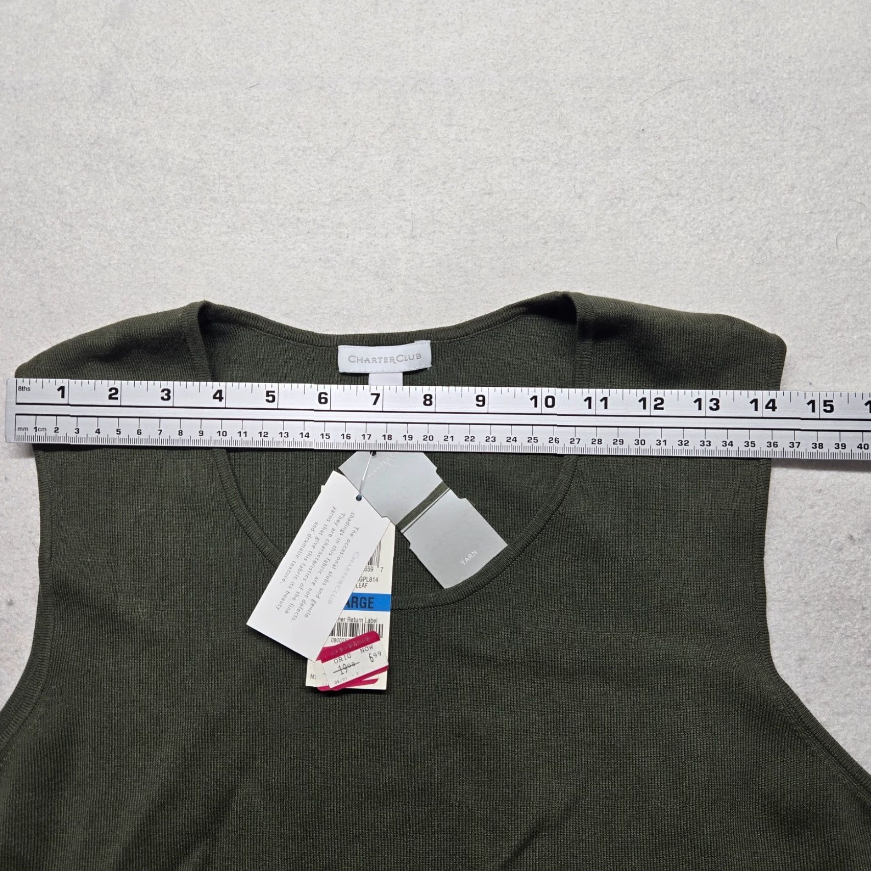 Charter Club Charter Club Tank Top Womens XL Green Nylon Stretch Sleeveless Shirt (Tank) Size XL / US 12-14 / IT 48-50 - 3 Thumbnail