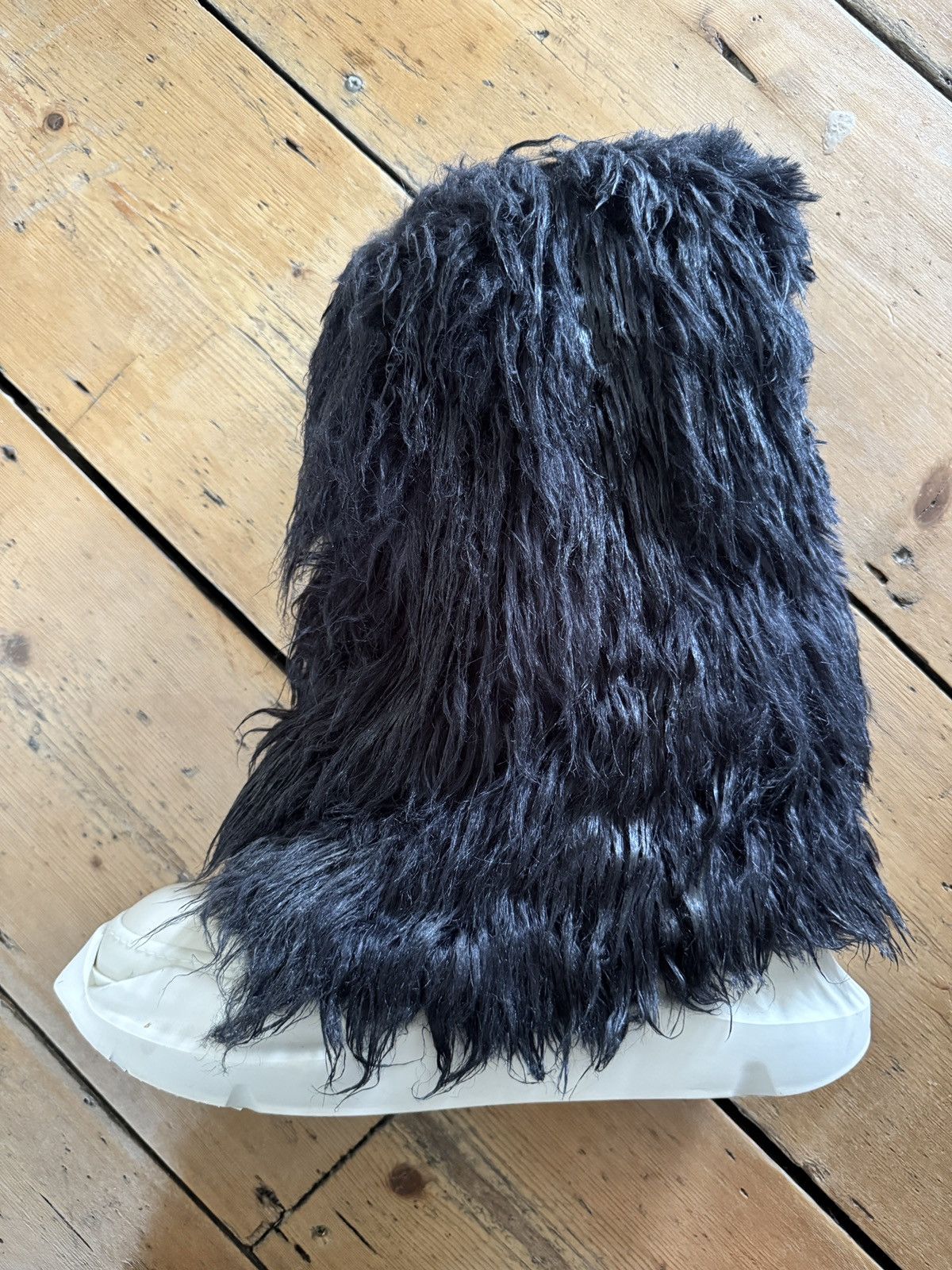Rick Owens Drkshdw Flared waxed fur boots, abstract soles Size US 11 / EU 44 - 5 Thumbnail