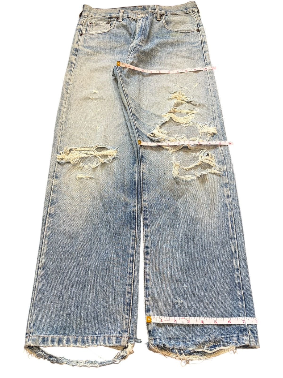 Levi's Vintage 90s Levis 502XX Big E Selvedge Distress Loose Jeans Size US 29 - 8 Thumbnail