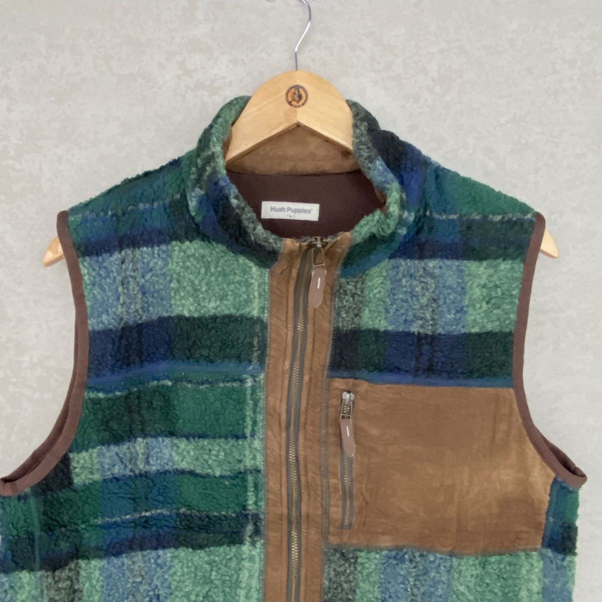 Other Vintage Hush Puppies Green And Blue Plaid Fleece Vest Patch Size L / US 10 / IT 46 - 4 Thumbnail