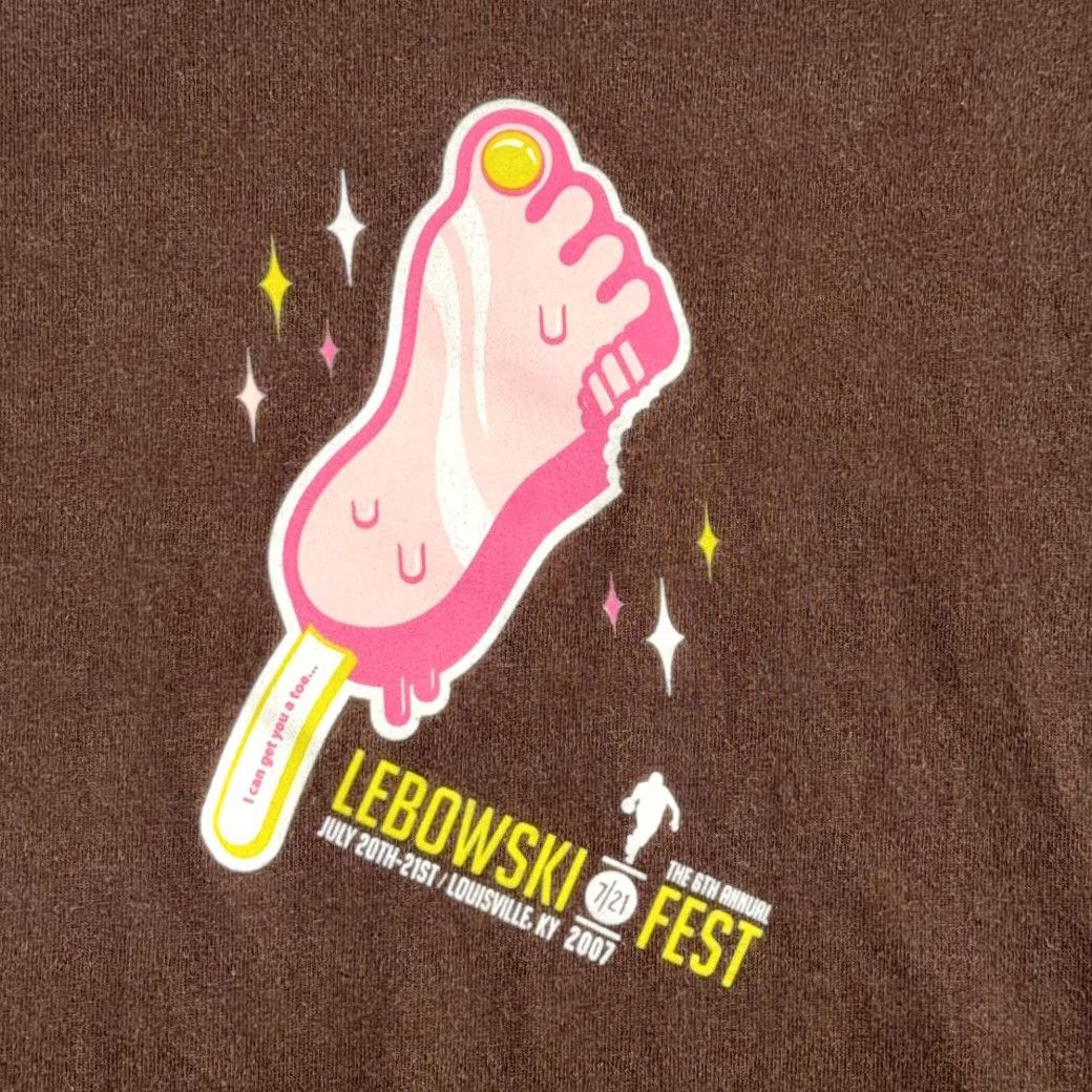 Gildan VINTAGE Big Lebowski Shirt Adult LARGE Brown Foot Popsicle Toe Bowling Movie Y2K Size US L / EU 52-54 / 3 - 2 Thumbnail