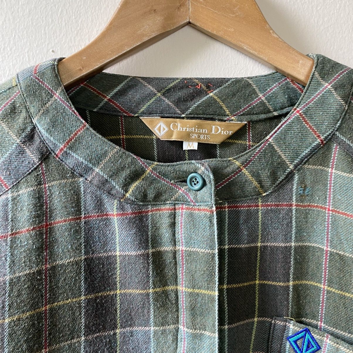 Dior Christian Dior Vintage Green Checkered Long Sleeve Shirt Size M / US 6-8 / IT 42-44 - 3 Thumbnail