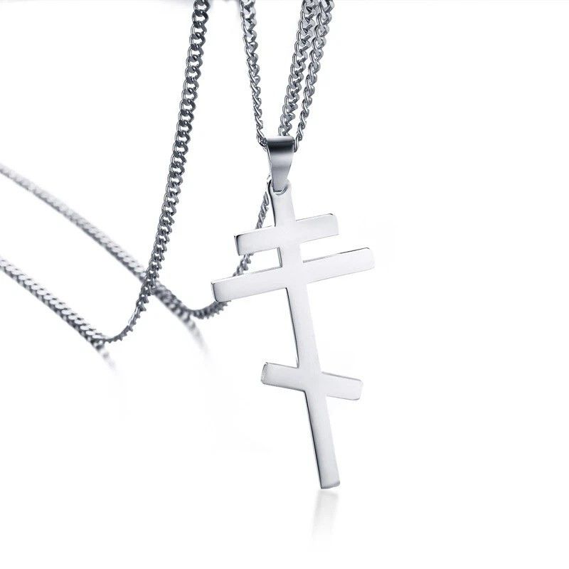 Other Silver Cross Necklace Eastern Orthodox Stainless Steel Size ONE SIZE - 4 Thumbnail