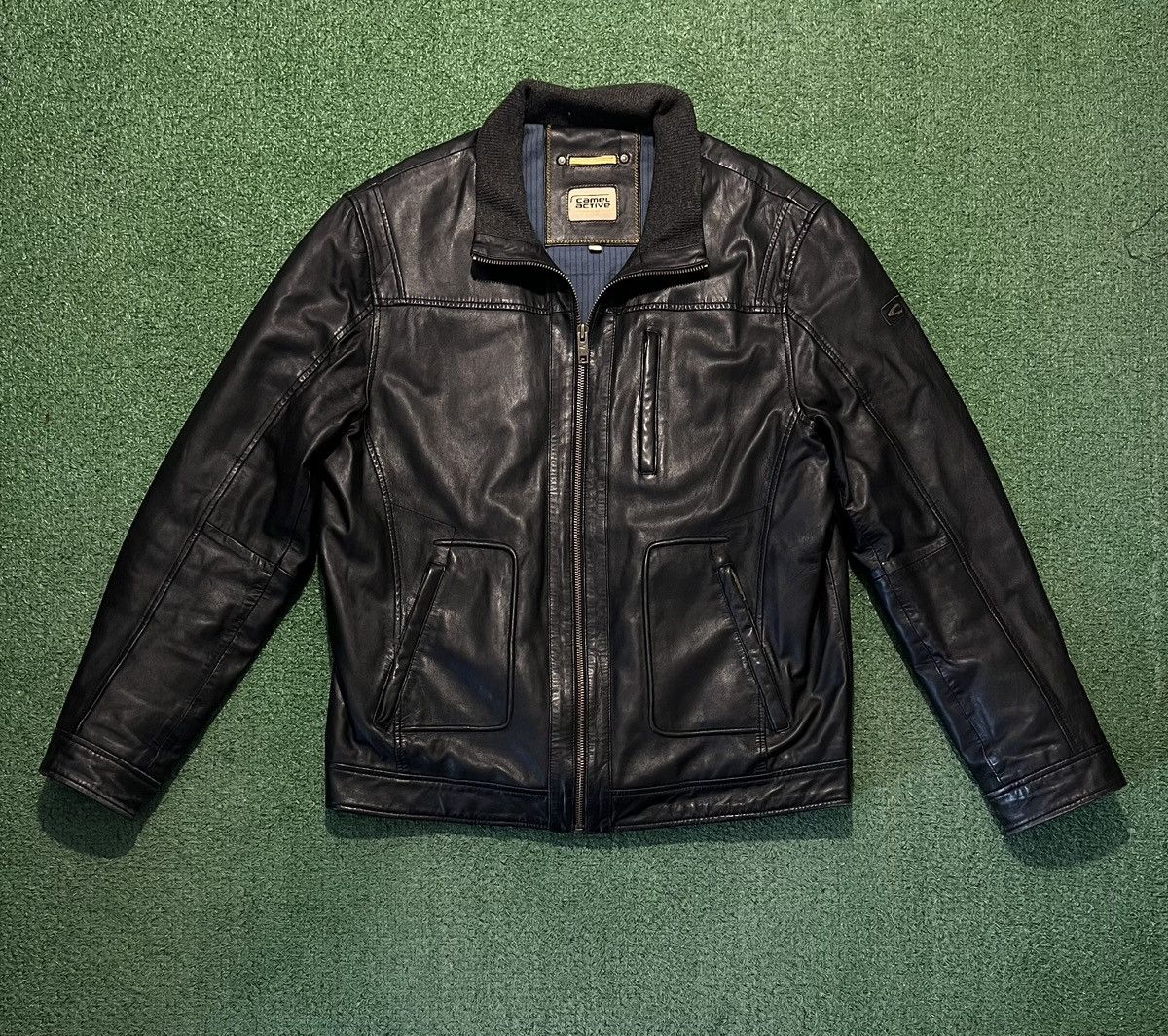 Camel Active Leather Jacket Leather Blouson For Men In Brown Camel