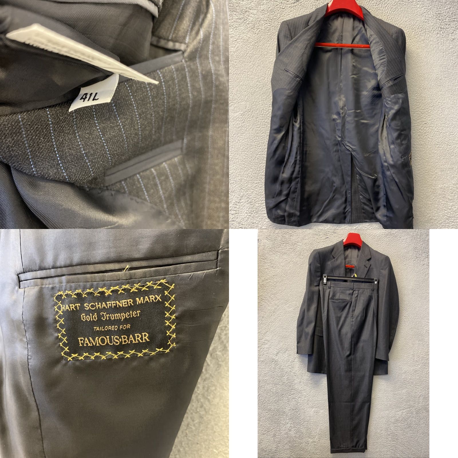 Hart Schaffner Marx HART SHAFFNER MARX Mens 2 Piece Suit Gray Wool 41L 34Wx32 /131-12 Casual Formal Business Party/Cocktail Travel Wedding Size 42R - 9 Thumbnail
