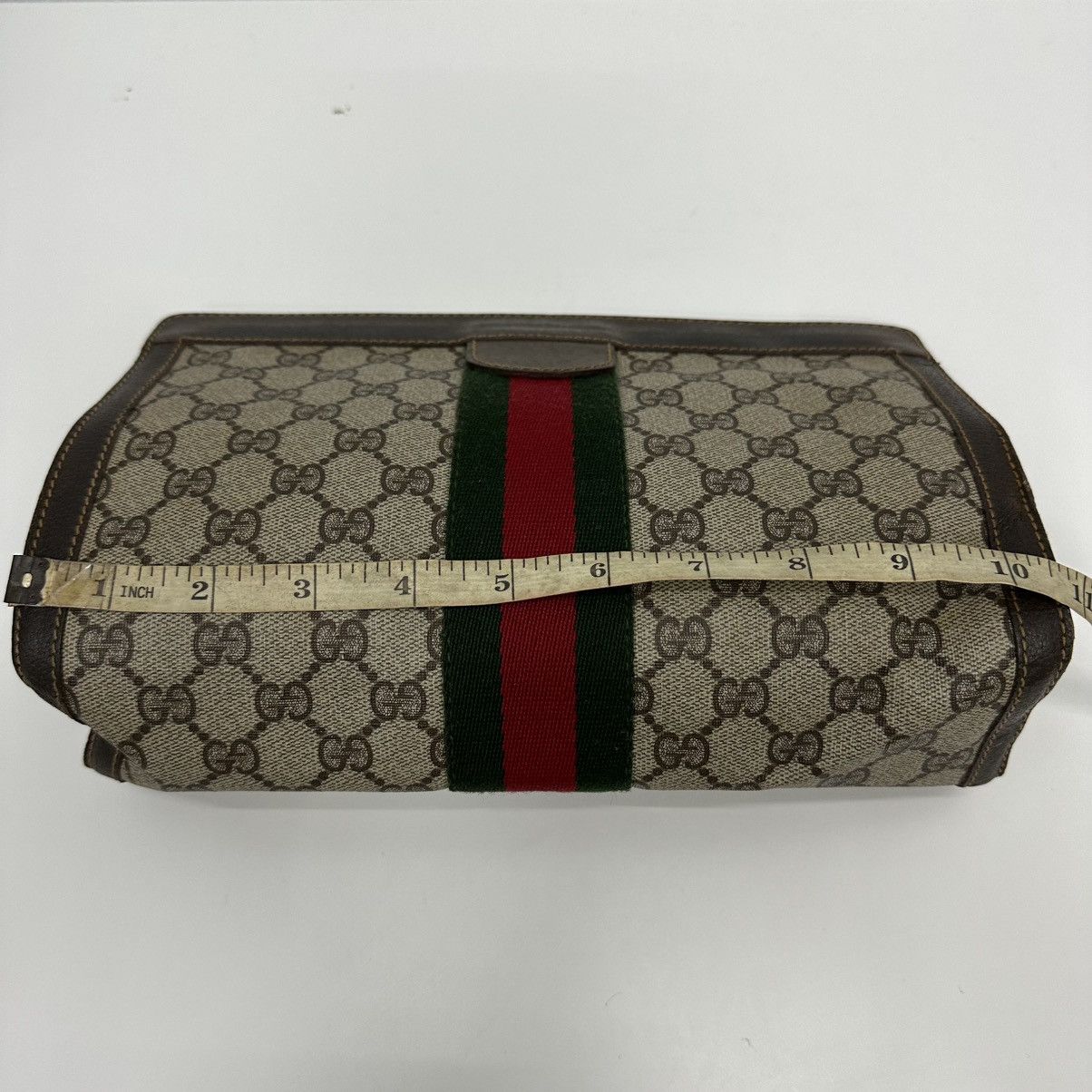Vintage ‼️YES‼️ AUTHENTIC GUCCI GG SUPREME WEB SHERRY LINE CLUTCH BAG Size ONE SIZE - 10 Thumbnail