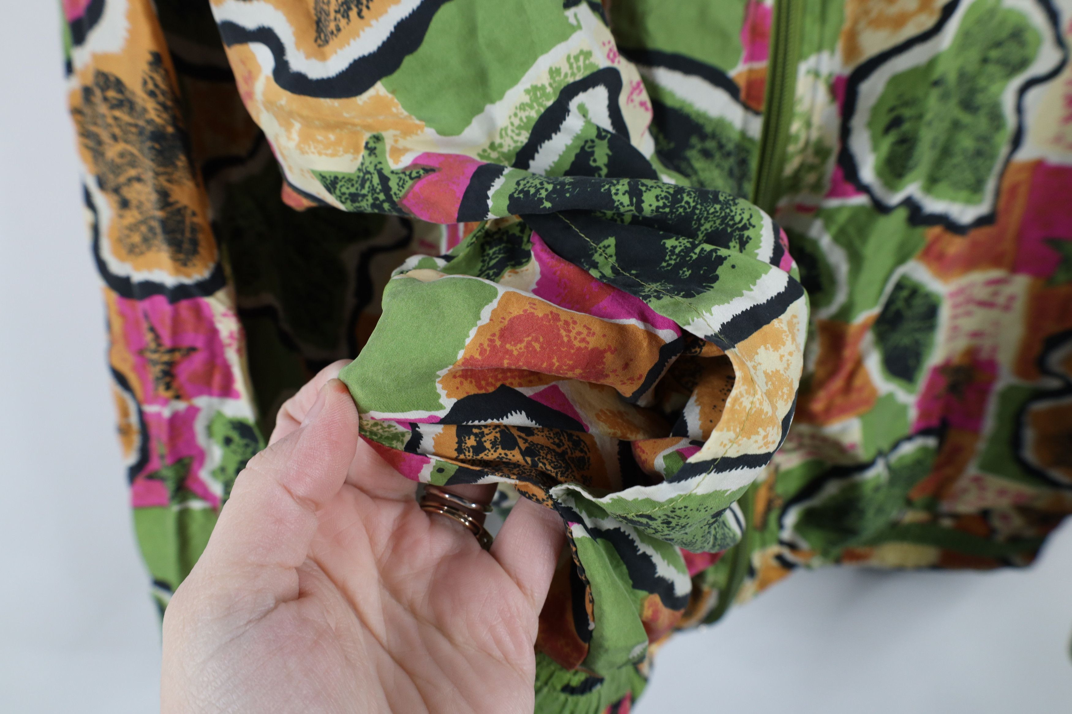 Vintage Vintage 90s Streetwear Leaf Silk Full Zip Bomber Jacket Size XXL / US 16-18 / IT 52-54 - 5 Thumbnail
