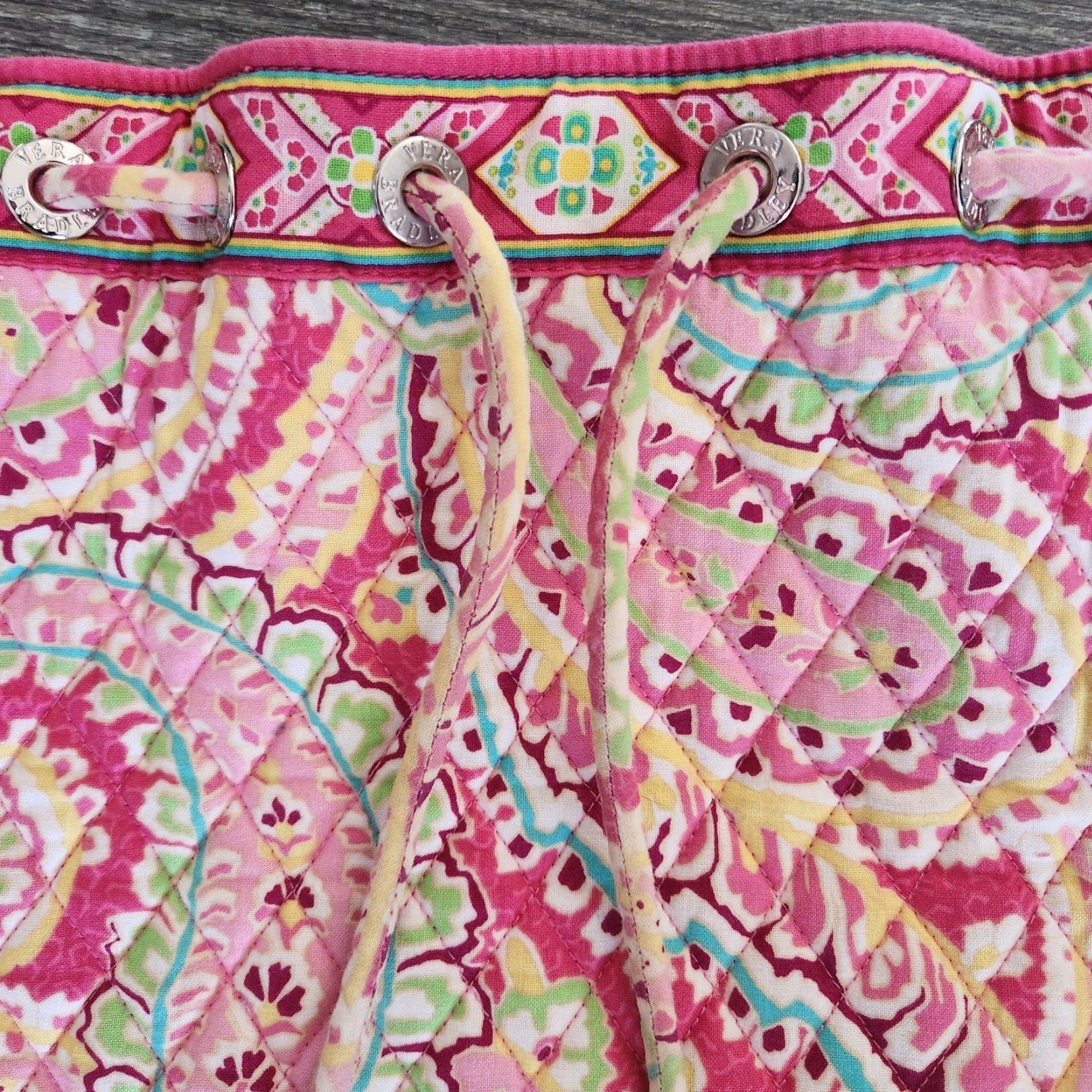 Vera Bradley Vera Bradley Backpack Womens Medium Drawstring Beach Paisley Mesa Multicolor Cotton Purse Bag Color Pink Backpack 14.5 x 13' Size ONE SIZE - 2 Thumbnail