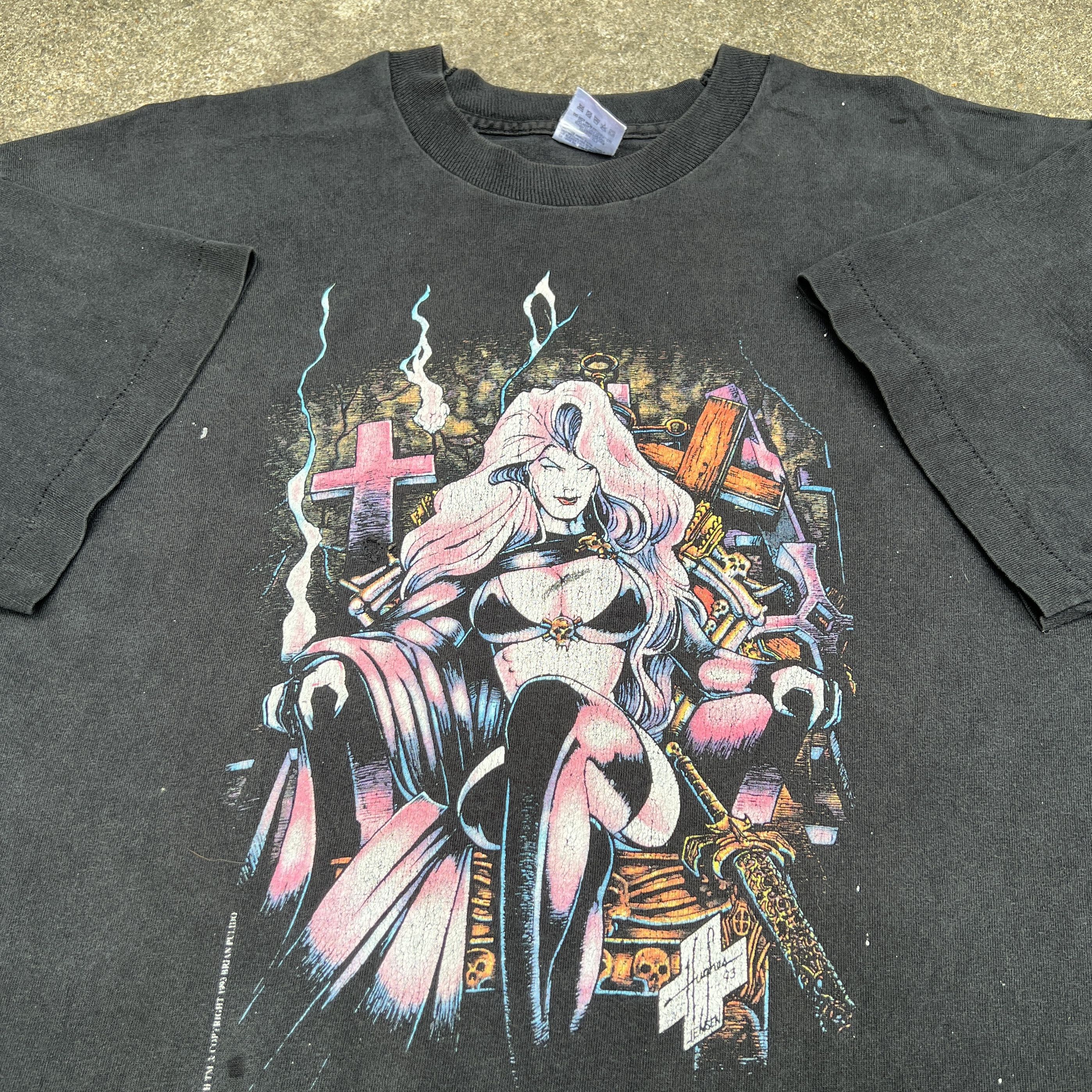 Marvel Comics × Vintage Vintage 1993 lady death Marvel Chaos! Comics Tee Faded Size US XL / EU 56 / 4 - 4 Thumbnail
