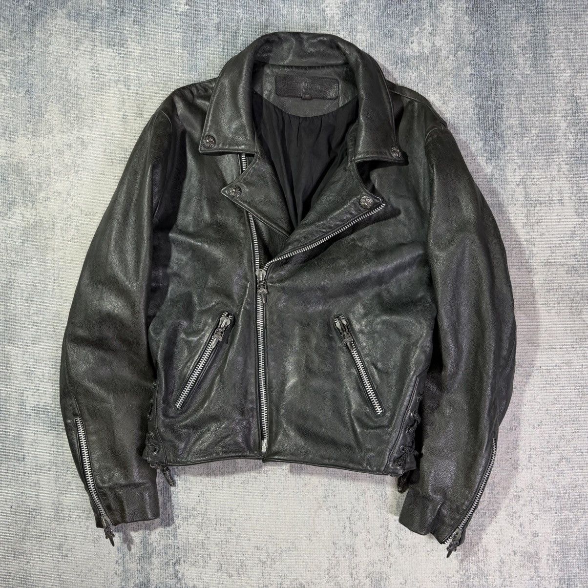 Chrome Hearts RARE! VINTAGE FIRST DAGGER PULL LEATHER JACKET Size US L / EU 52-54 / 3 - 5 Thumbnail