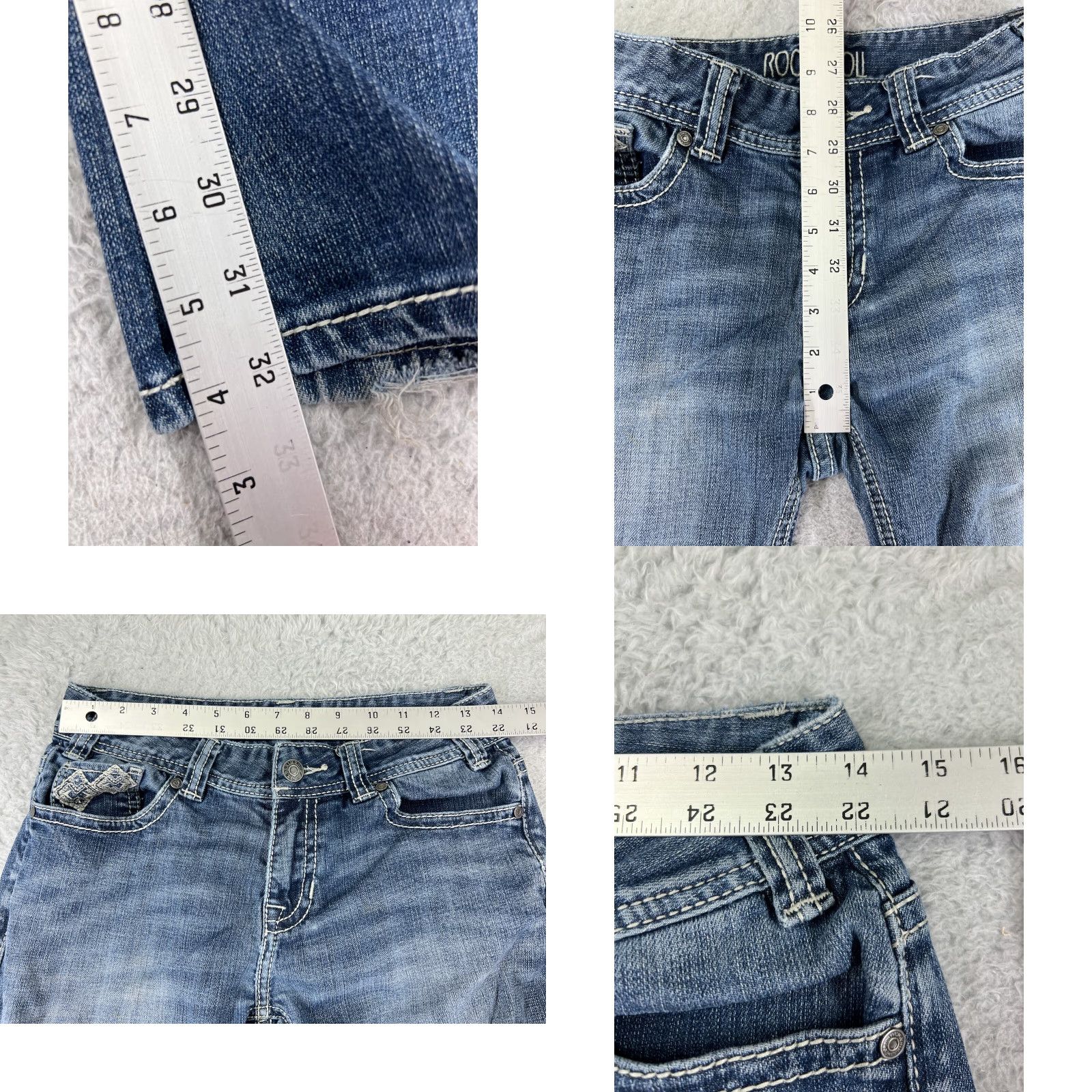 Denime Rock And Roll Cowgirl Jeans Womens Bootcut Rock And Roll Cowgirl Jeans Blue Denim Embroidered 27 inches Straight Low Rise 32 Inseam Size 27" / US 4 / IT 40 - 9 Thumbnail