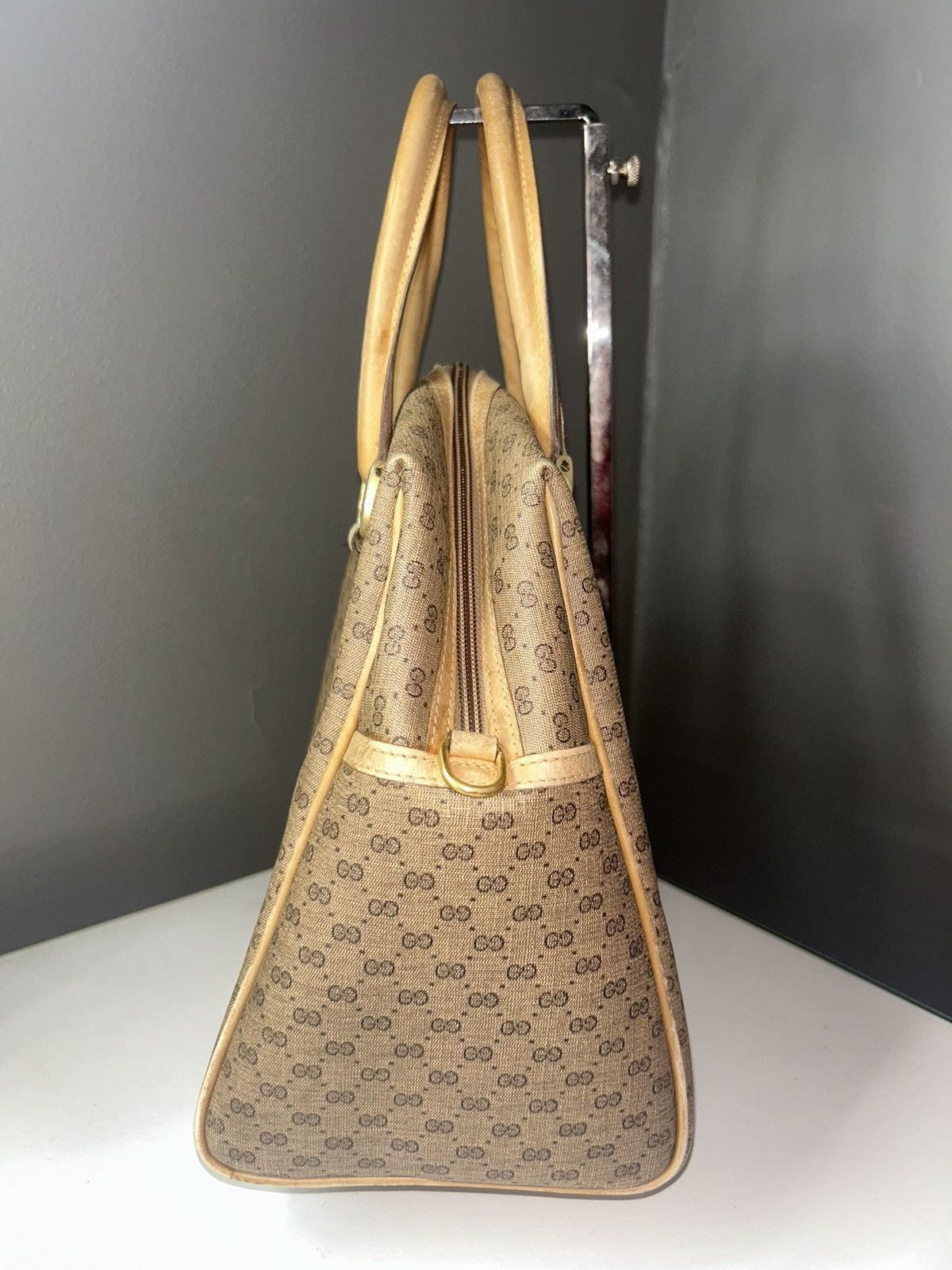Gucci Vintage Gucci Micro GG Tan Coated Canvas Satchel Handbag Size ONE SIZE - 10 Thumbnail