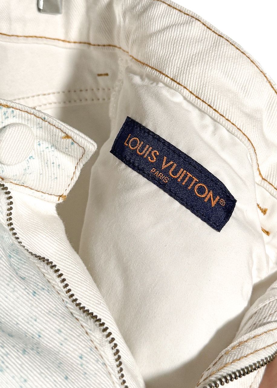 Louis Vuitton Louis Vuitton SS23 Turquoise Spray LV White Denim Jeans Size US 34 / EU 50 - 5 Thumbnail