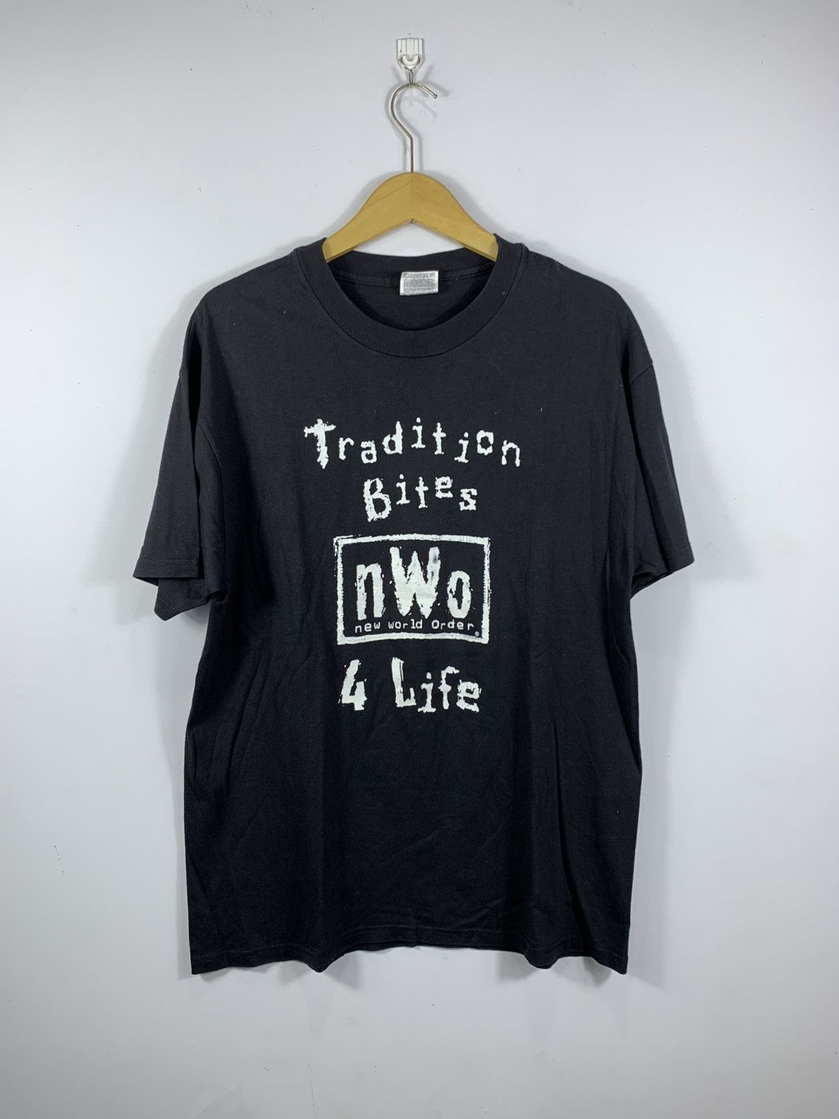 image of Vintage Nwo New World Order 4 Life T-Shirt in Black, Men's (Size Large)