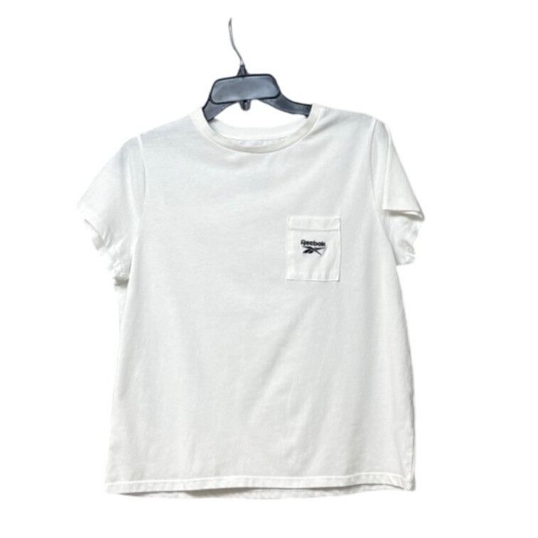 Reebok Reebok Women's Active Small-Logo Pocket Cotton T-Shirt, Whit Size L / US 10 / IT 46 - 10 Thumbnail