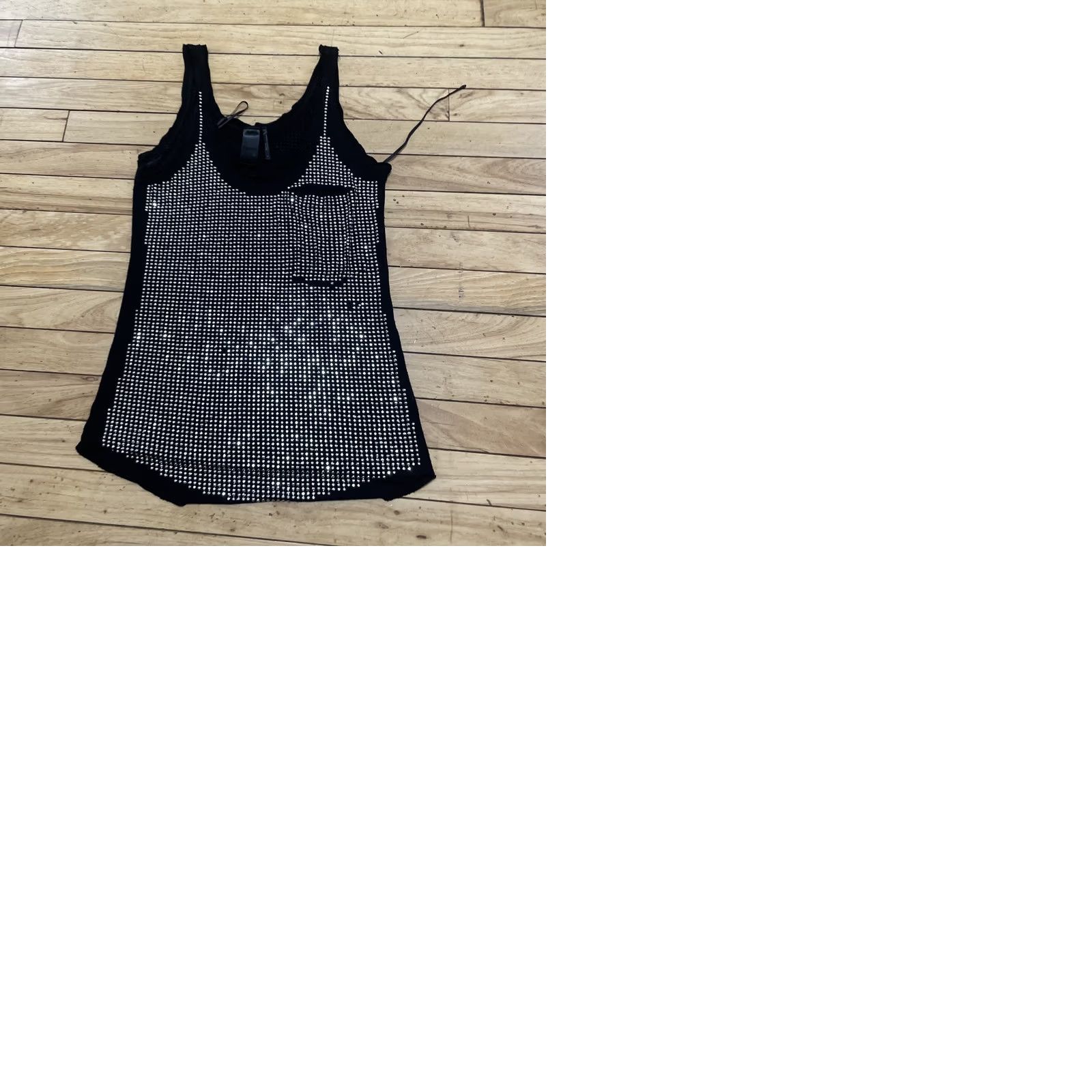 Guess VINTAGE Guess Tank Top Womens Medium Black Silver Rhinestone Studded Y2K Glam LA Size M / US 6-8 / IT 42-44 - 12 Thumbnail