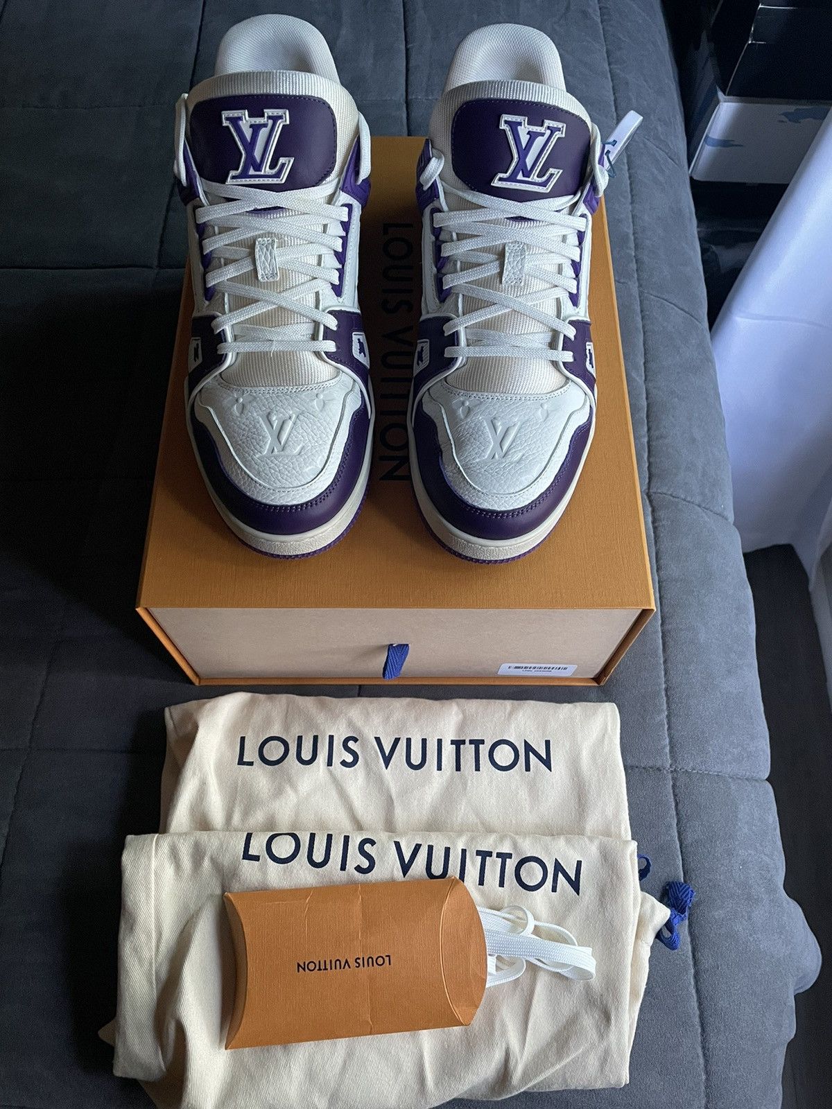 Louis Vuitton Louis Vuitton White Purple Monogram Trainer Size US 9.5 / EU 42-43 - 2 Thumbnail