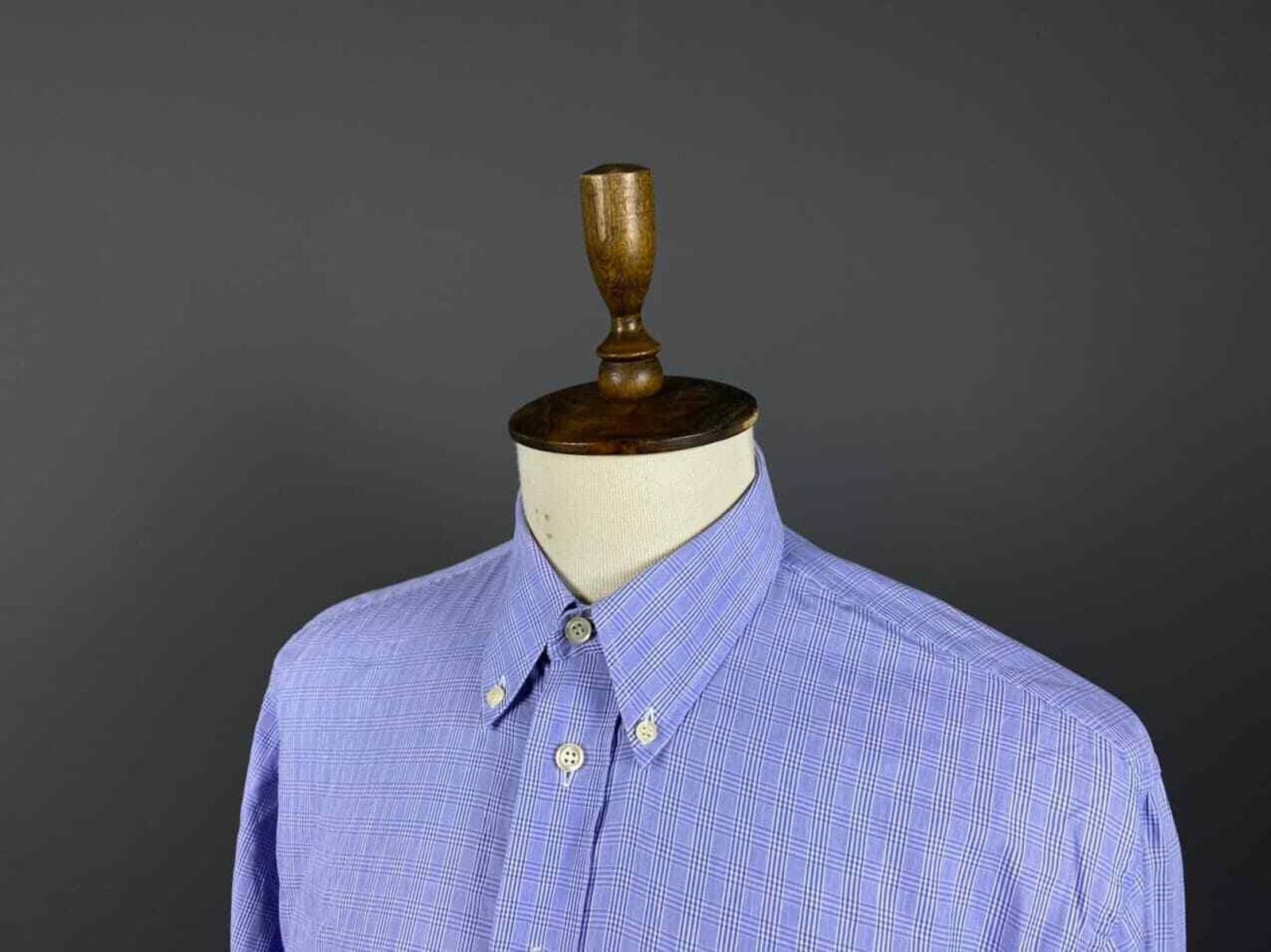 Burberry Burberrys Nova Check Blue Button Up Dress Shirt Size 42 Size US M / EU 48-50 / 2 - 2 Thumbnail