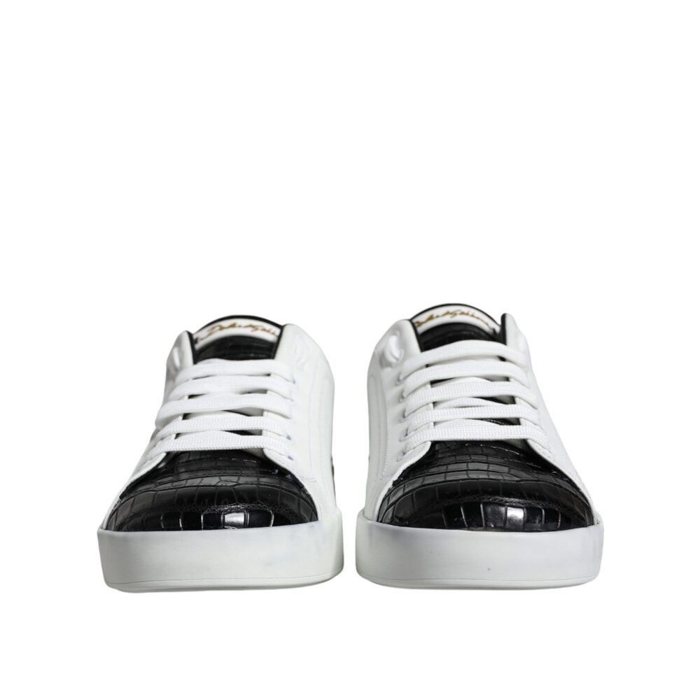 Dolce & Gabbana Dolce & Gabbana Black Leather Logo Portofino Sneaker Shoes Size US 5 / EU 37 - 2 Thumbnail