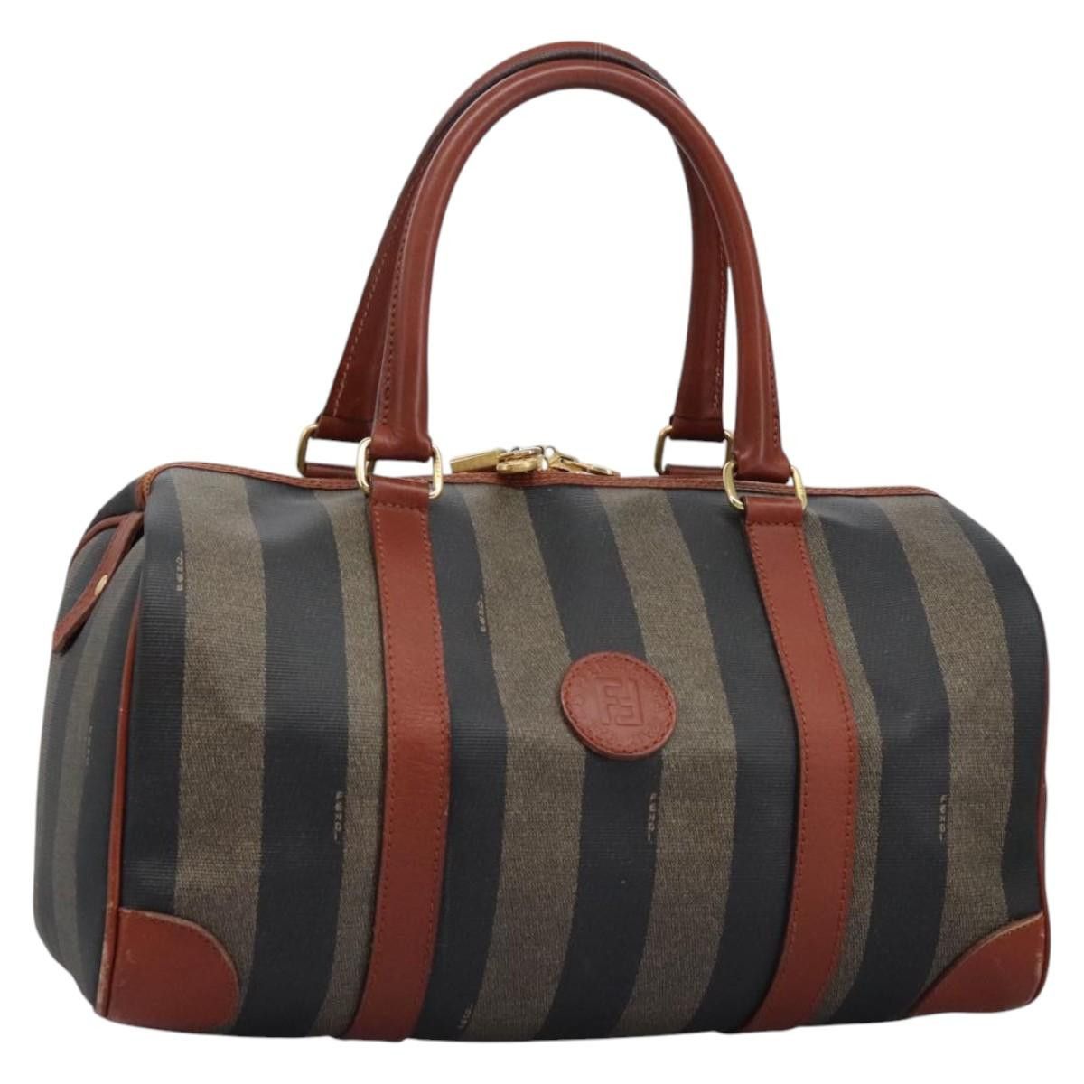 Fendi FENDI Pecan Canvas Boston Bag Black Brown Size ONE SIZE - 1 Thumbnail