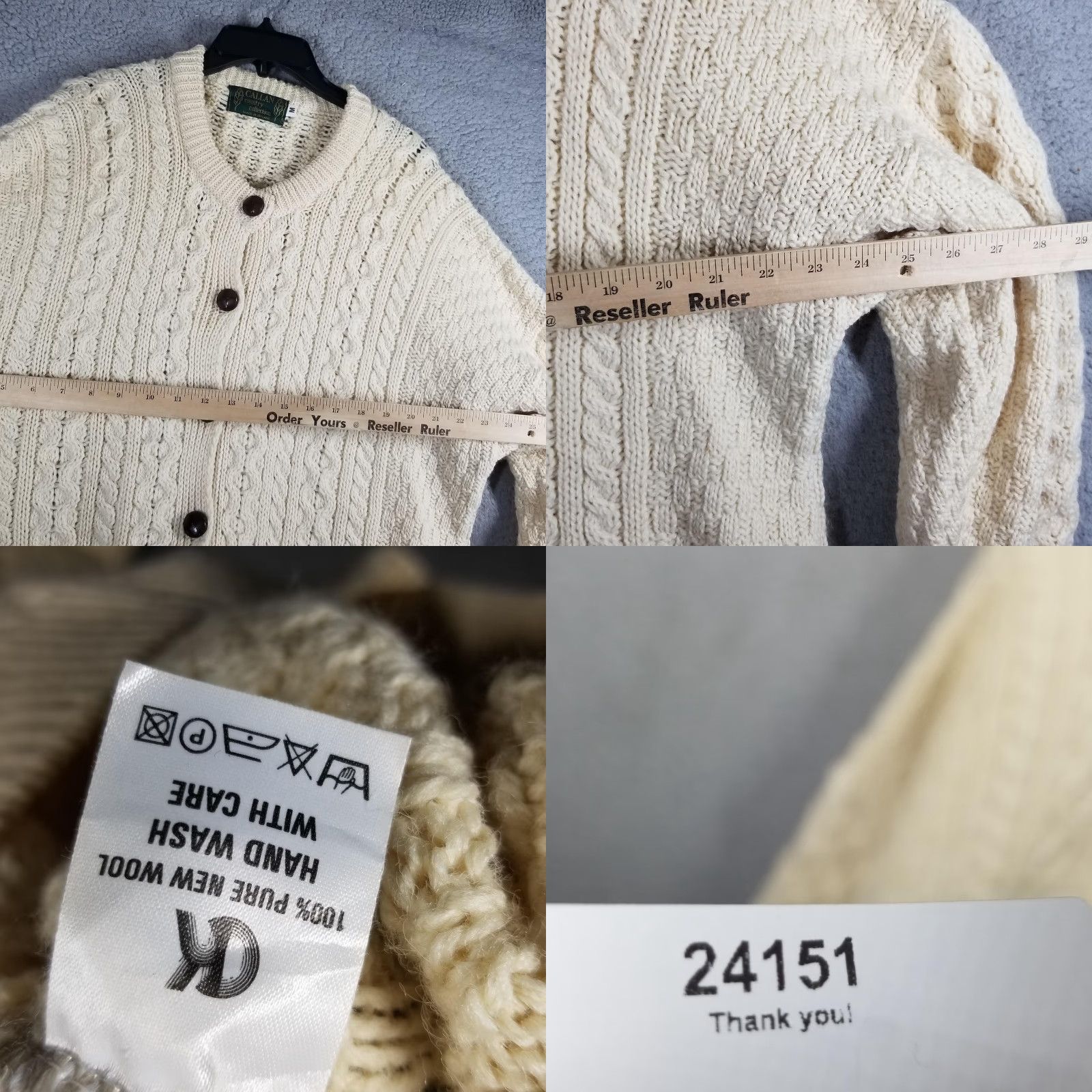 Vintage VINTAGE Callan Country Collection Wool Sweater Men Medium Crew Neck Cable Knit Cardigan All Seasons Irish Made Size US M / EU 48-50 / 2 - 8 Thumbnail