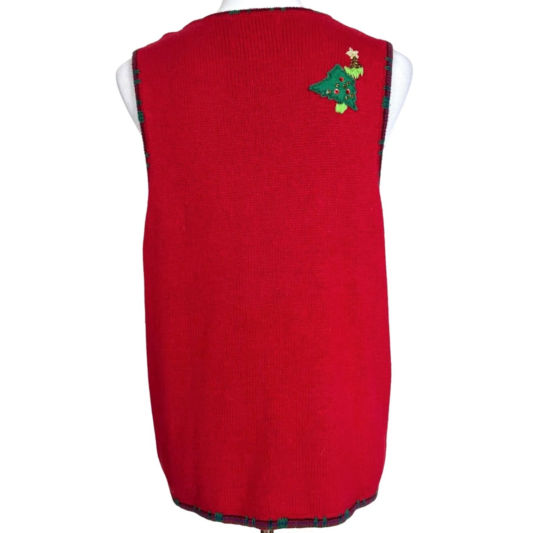 Vintage VINTAGE Heirloom Collectibles Christmas Dogs Embroidered Sequin Beaded V-Neck Vest Women’s Sz M Red Sweater Shirt Size M / US 6-8 / IT 42-44 - 7 Thumbnail