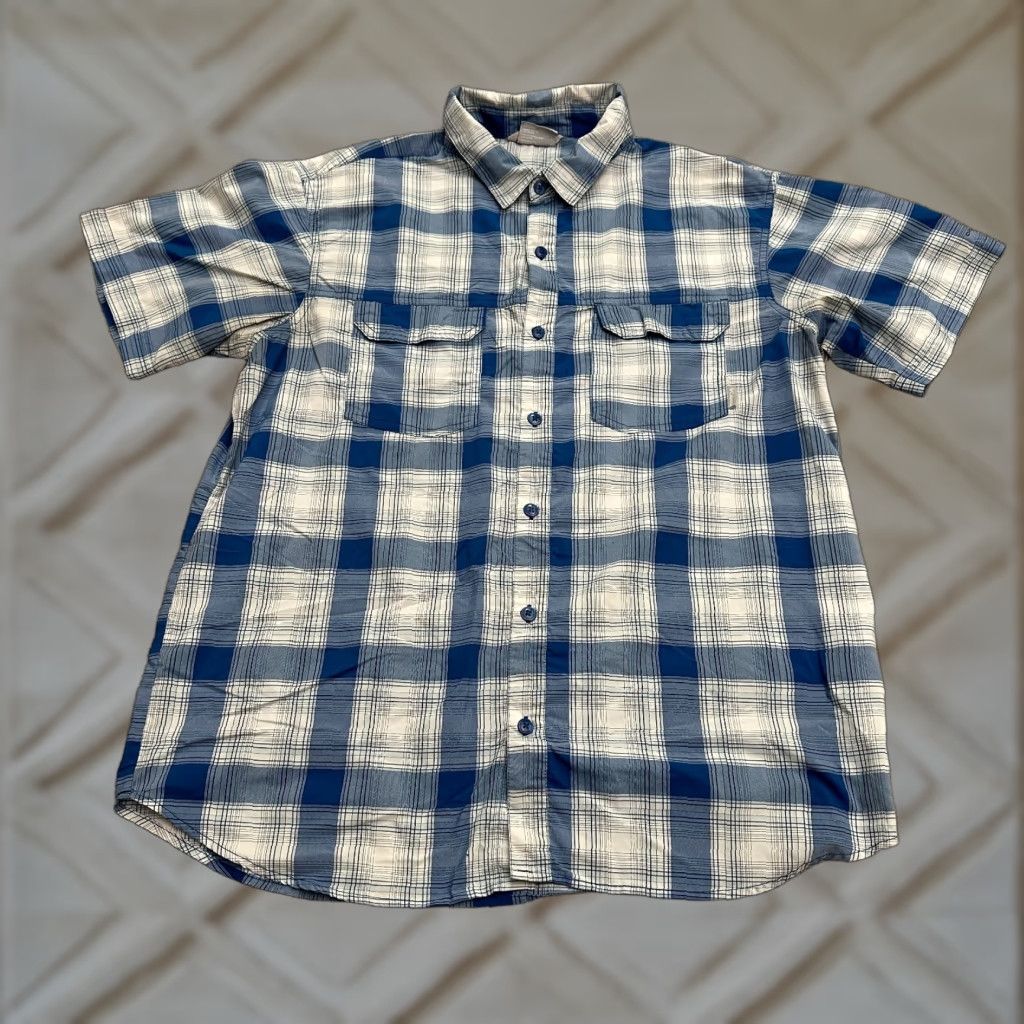 Vintage Columbia Omni Wick Shirt Mens Blue Plaid Short Sleeve Button-Up Casual Outdoor Top Size US L / EU 52-54 / 3 - 1 Thumbnail