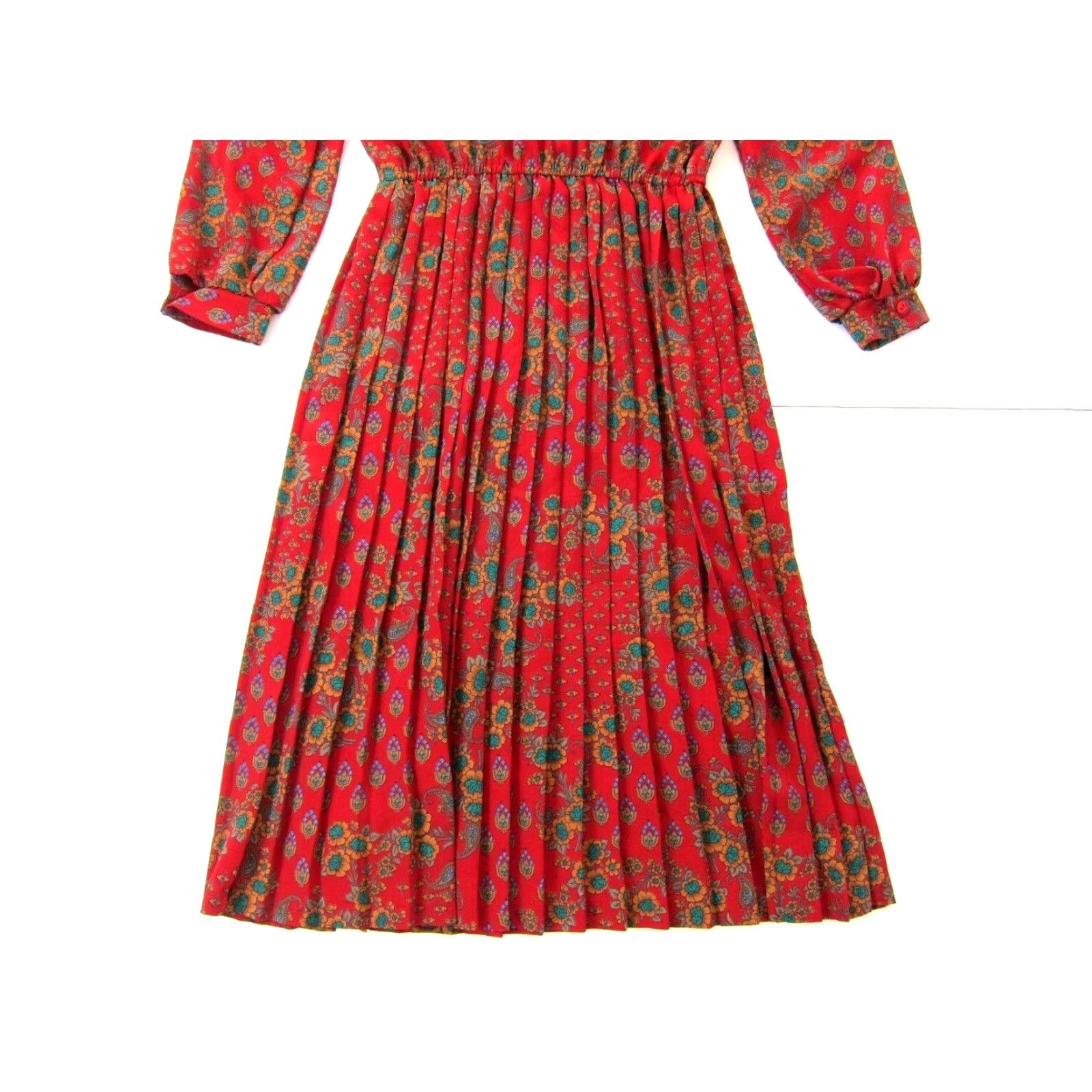 Vintage VINTAGE Lady Carol Shirt Dress S-M Women Floral Collared Long Sleeve Red Brown Green Outfit Size S / US 4 / IT 40 - 6 Thumbnail
