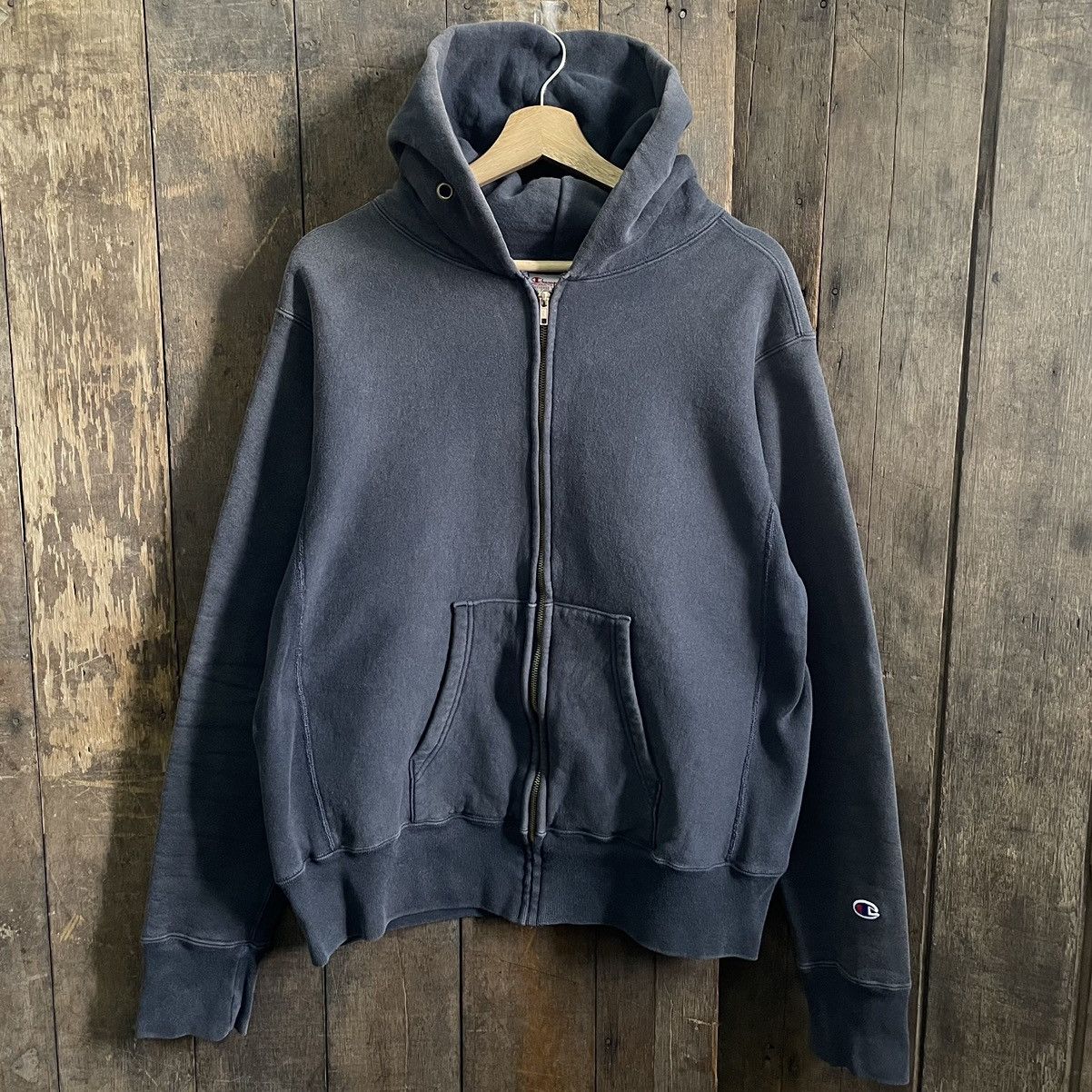 Champion REVERSE WEAVE Stars and Stripes Logo Sweatshirt, Men's Size L cotton navy blue type Vintage Second Hand main image 0