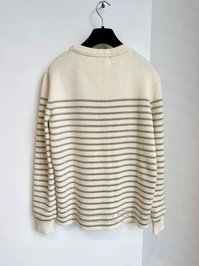 Saint Laurent Paris Saint Laurent Paris Beige Golden Stripe Sweater i Size US M / EU 48-50 / 2 - 2 Thumbnail