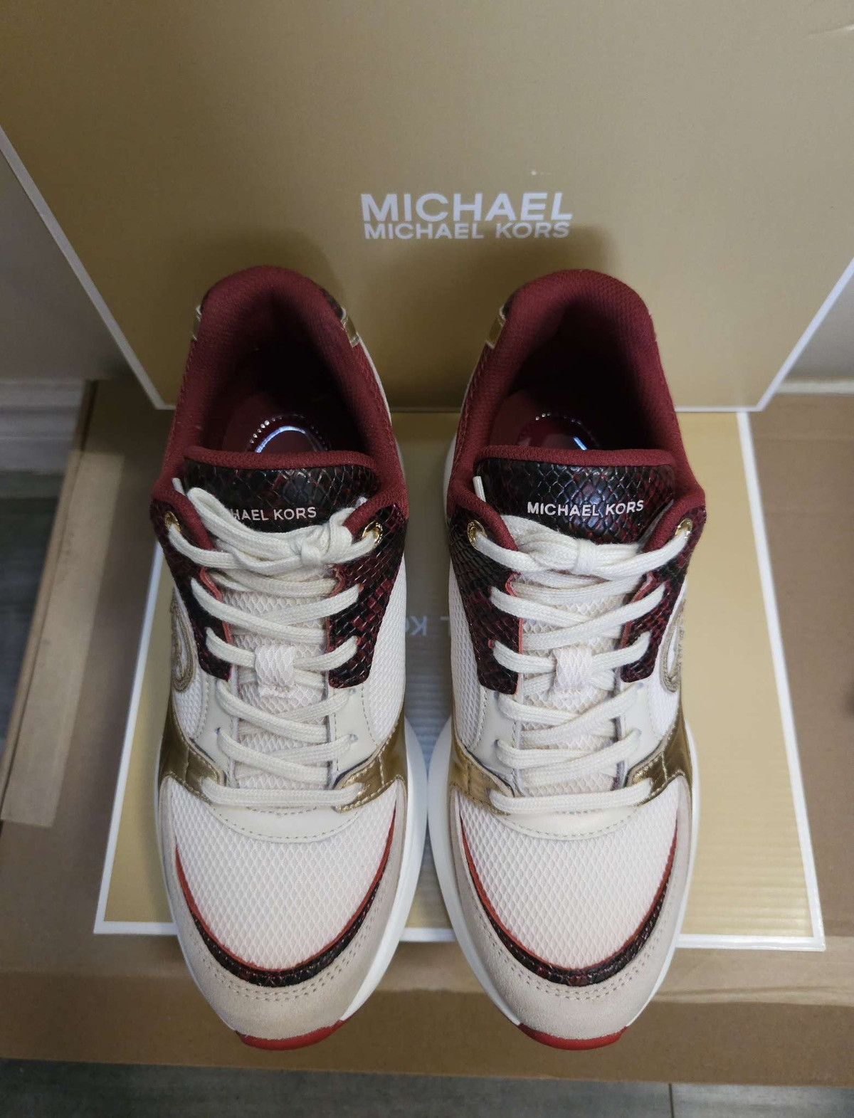 Michael Kors Zuma Snake Embossed Leather and Mesh Trainer By Michael Kors Size US 7 / IT 37 - 8 Thumbnail