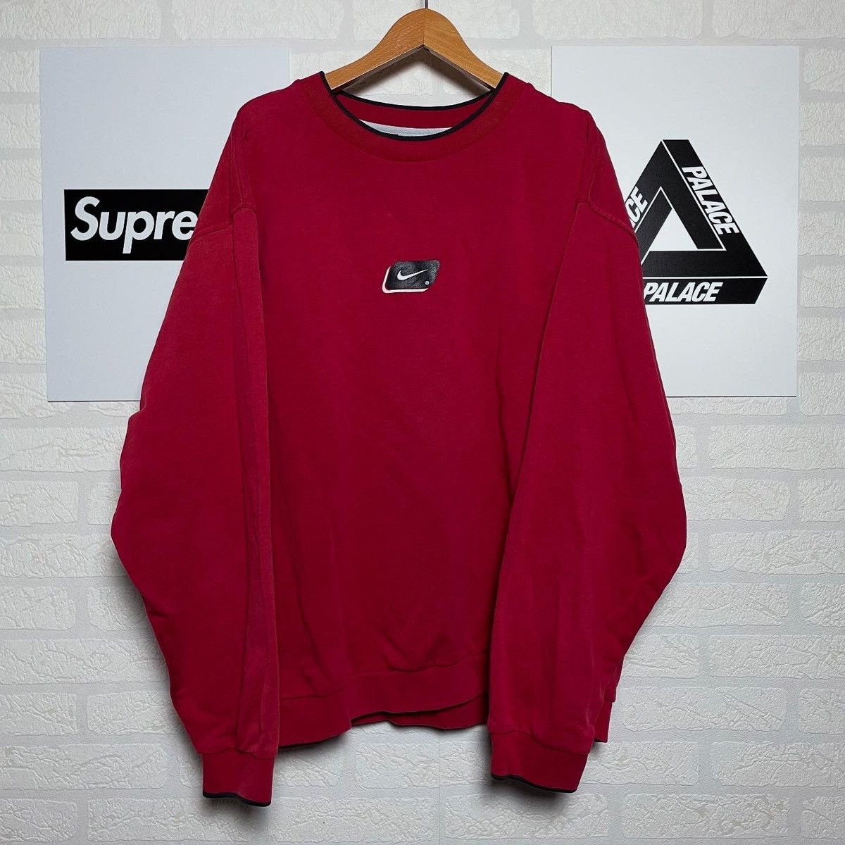 Nike × Vintage Vintage Sweatshirt Nike Center Logo Big Swoosh Size US XL / EU 56 / 4 - 1 Thumbnail